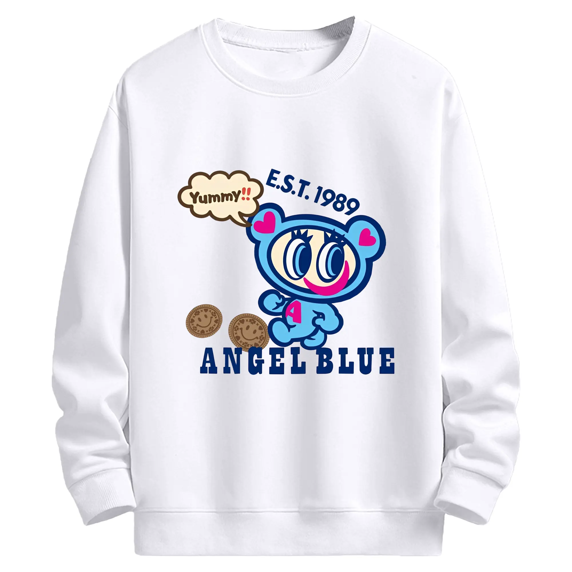 エンジェルブルーナカムラ君グッズ - 高品質 クルーネック スウェット ・ コットン59％ ポリエステル41％ ・ ユニセックス 長袖 トレーナー ・ カジュアル デイリー スポーツ 散歩用