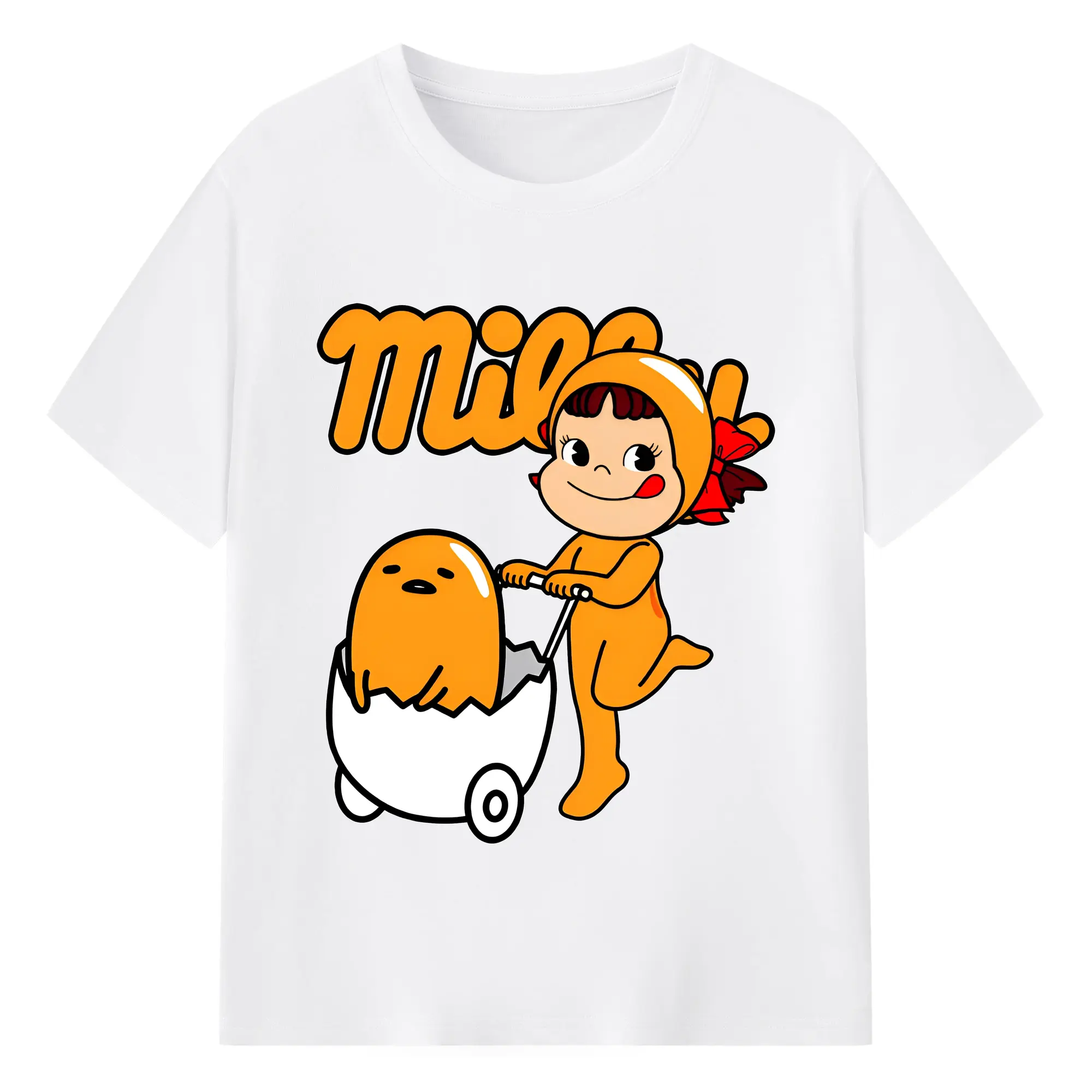 2025新作ペコちゃん&ぐでたま - 綿100％ 半袖Tシャツ ・ フロントプリント ・ 快適 通気性 ・ 日常使い 散歩 スポーツ用