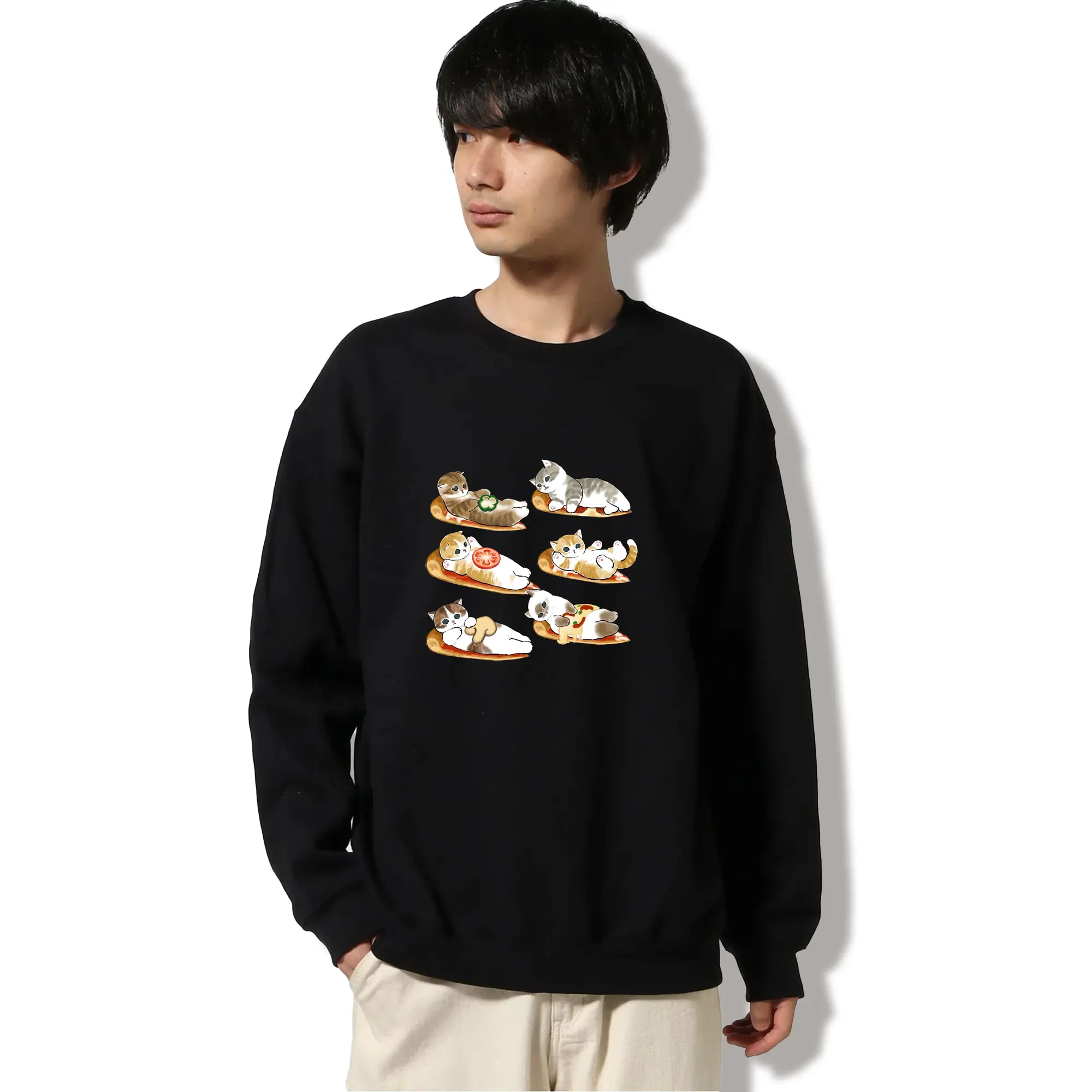 新作mofusand ネコモチーフピザTシャツ 可愛い＆ユニーク