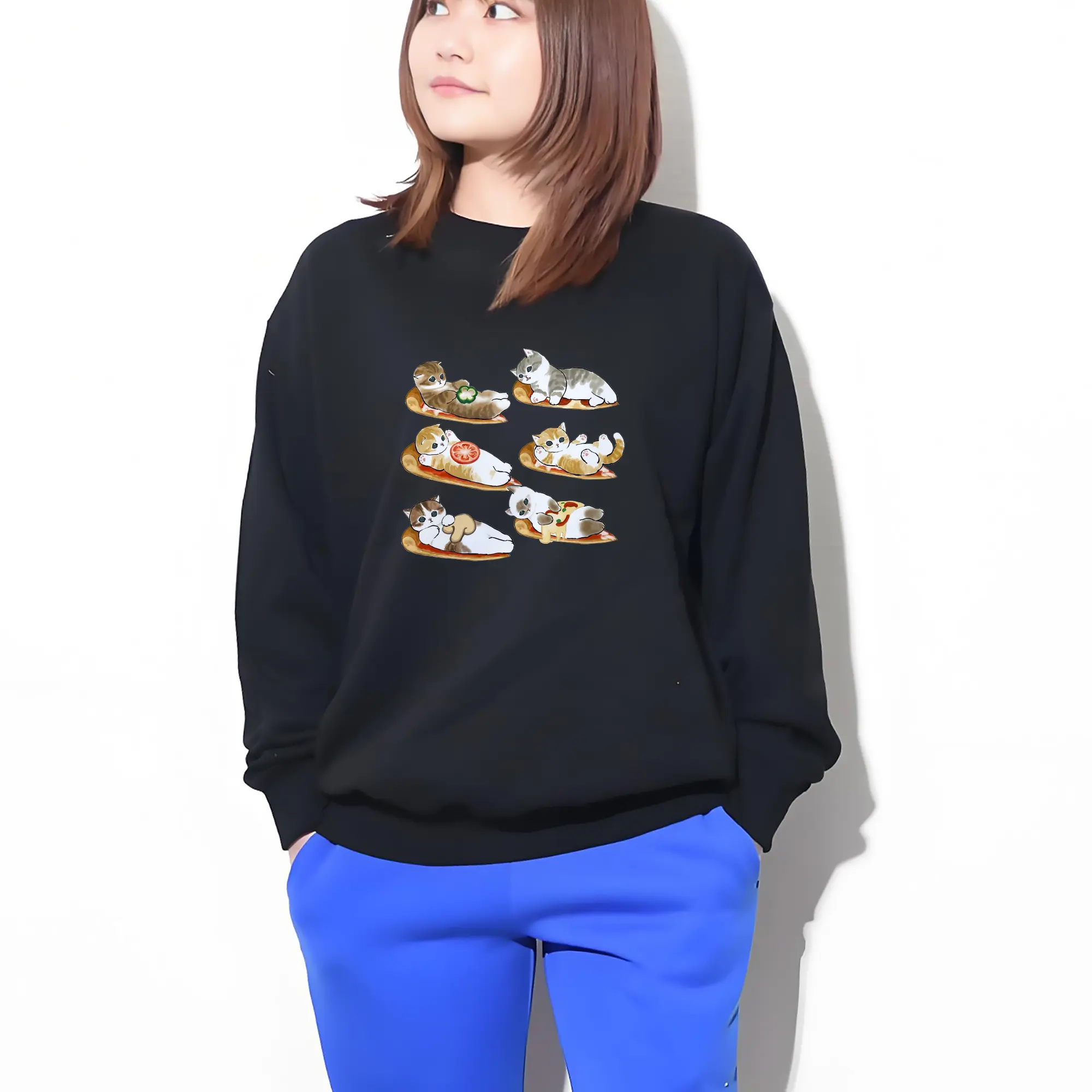 新作mofusand ネコモチーフピザTシャツ 可愛い＆ユニーク