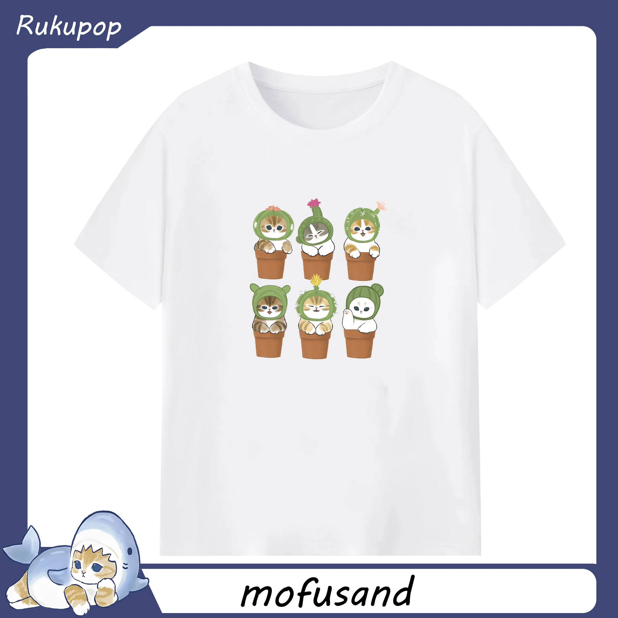 ふわふわで可愛い「mofusand」のサボテンが登場！ - 綿100％ 半袖Tシャツ ・ フロントプリント ・ 快適 通気性 ・ 日常使い 散歩 スポーツ用