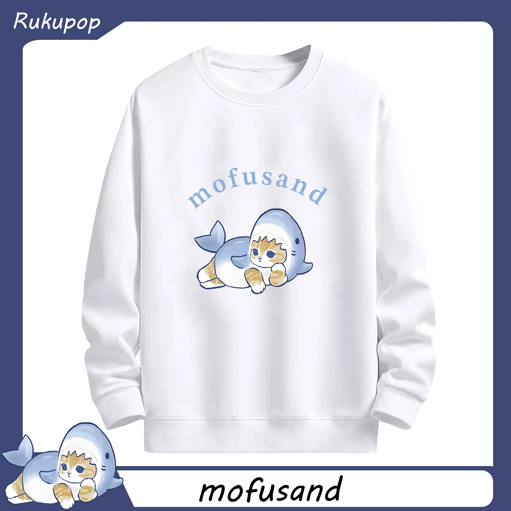 人気限定サメ ユニークで可愛いデザイン - 高品質 クルーネック スウェット ・ コットン59％ ポリエステル41％ ・ ユニセックス 長袖 トレーナー ・ カジュアル デイリー スポーツ 散歩用