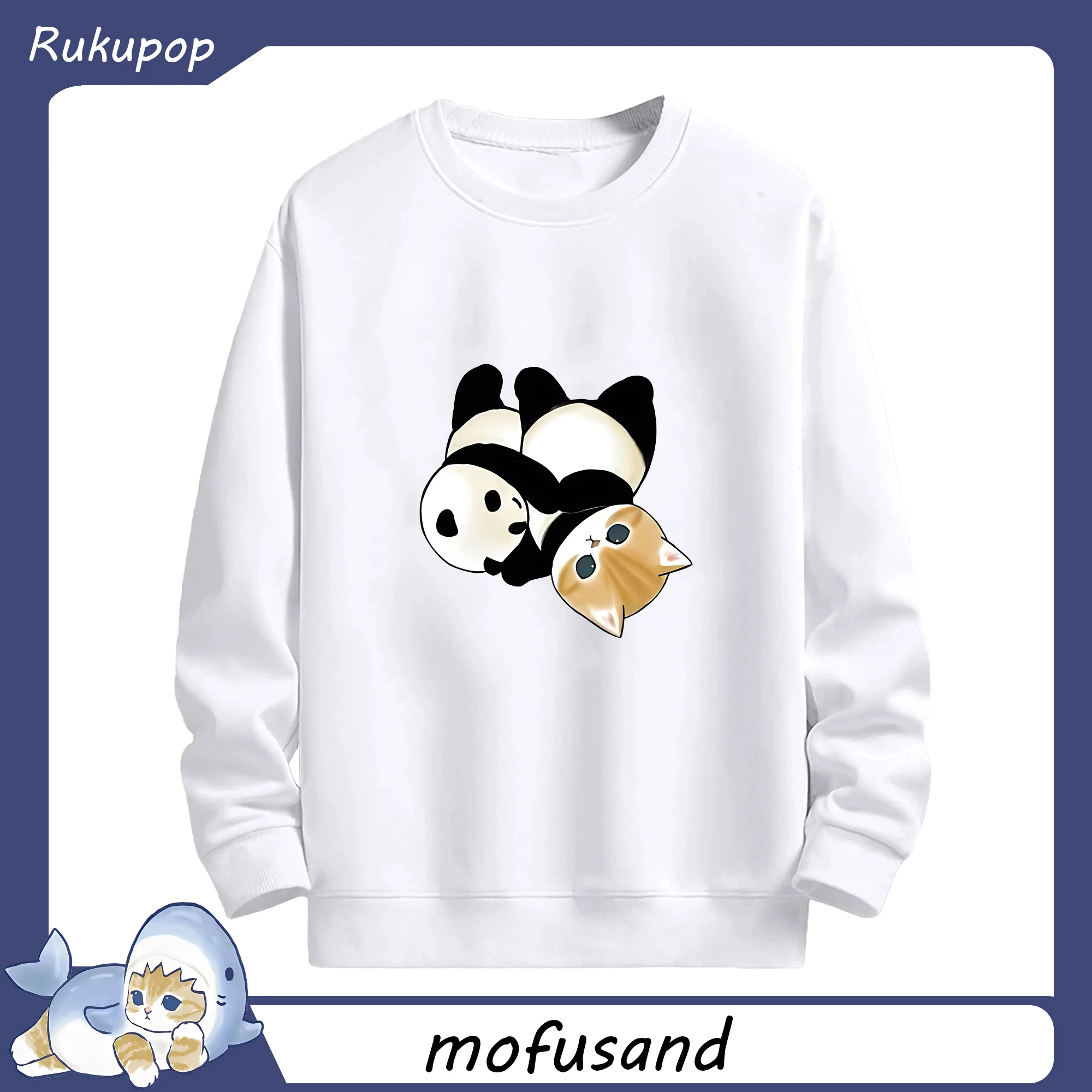 新作パンダの着ぐるみ猫 人気限定 おしゃれデザイン - 高品質 クルーネック スウェット ・ コットン59％ ポリエステル41％ ・ ユニセックス 長袖 トレーナー ・ カジュアル デイリー スポーツ 散歩用