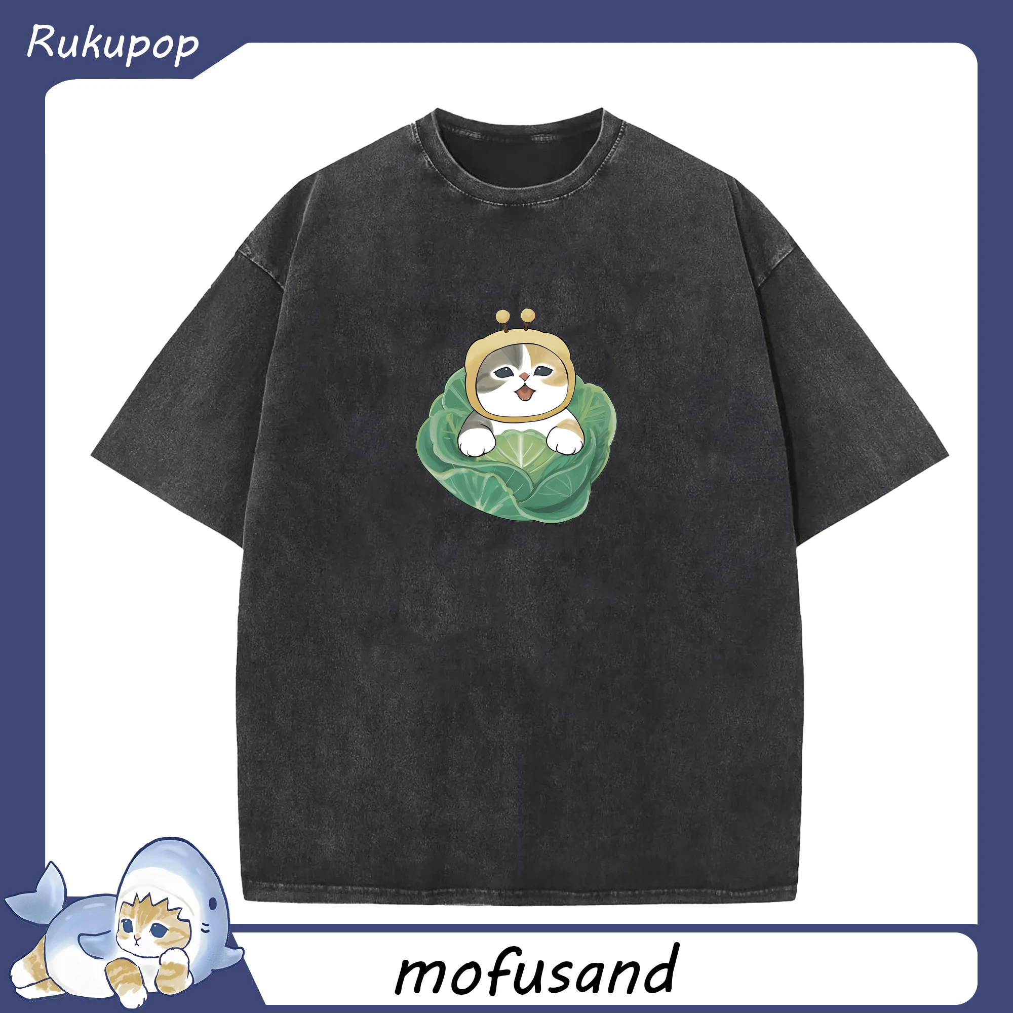 Mofusand みつばちにゃんモチーフTシャツ おもしろ＆キュート 🐝 - 綿100％ ヴィンテージ風 半袖Tシャツ ・ フロントプリント ・ 柔らか肌触り ・ 通気性 快適 ・ スポーツ カジュアル 外出用