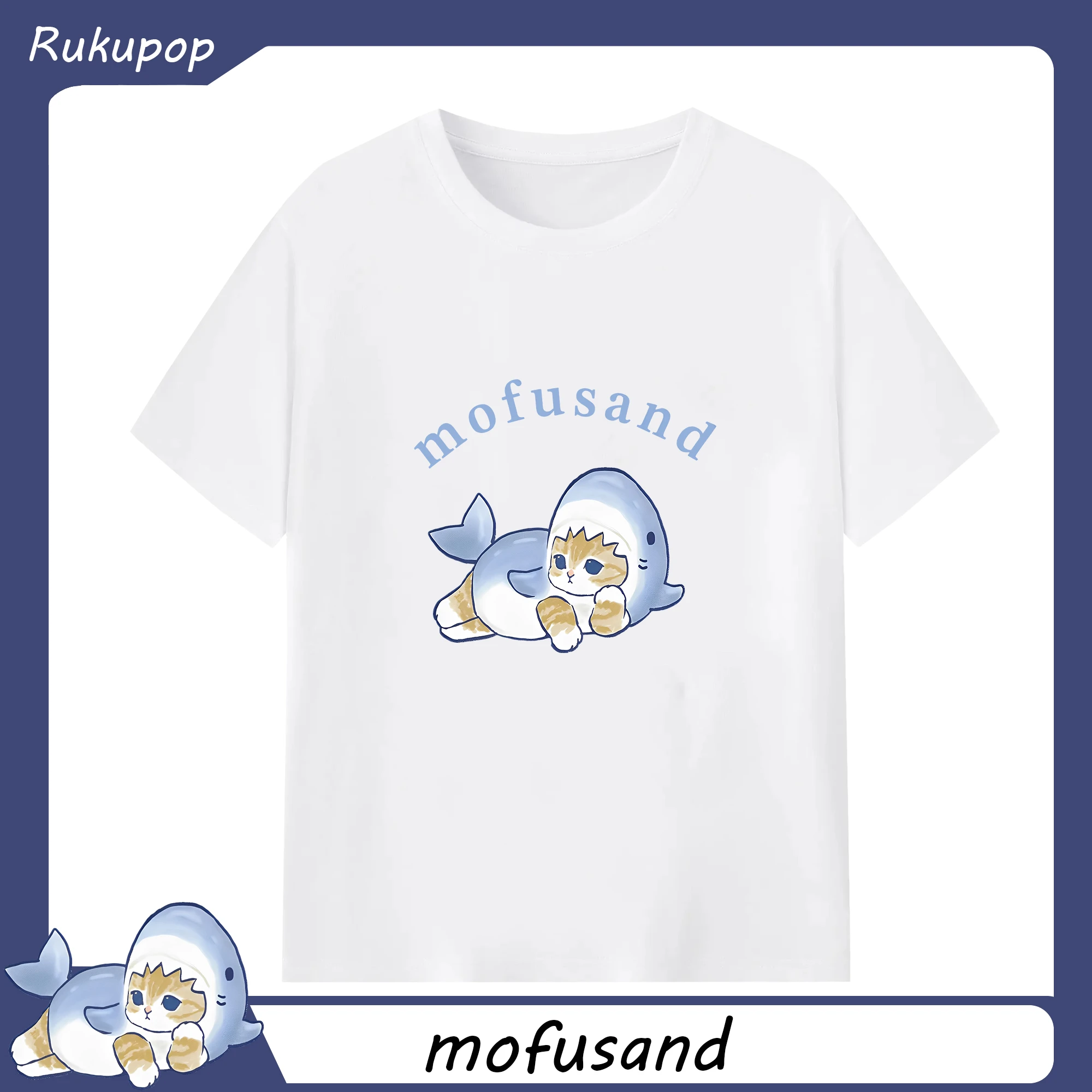 人気限定サメ ユニークで可愛いデザイン - 綿100％ 半袖Tシャツ ・ フロントプリント ・ 快適 通気性 ・ 日常使い 散歩 スポーツ用