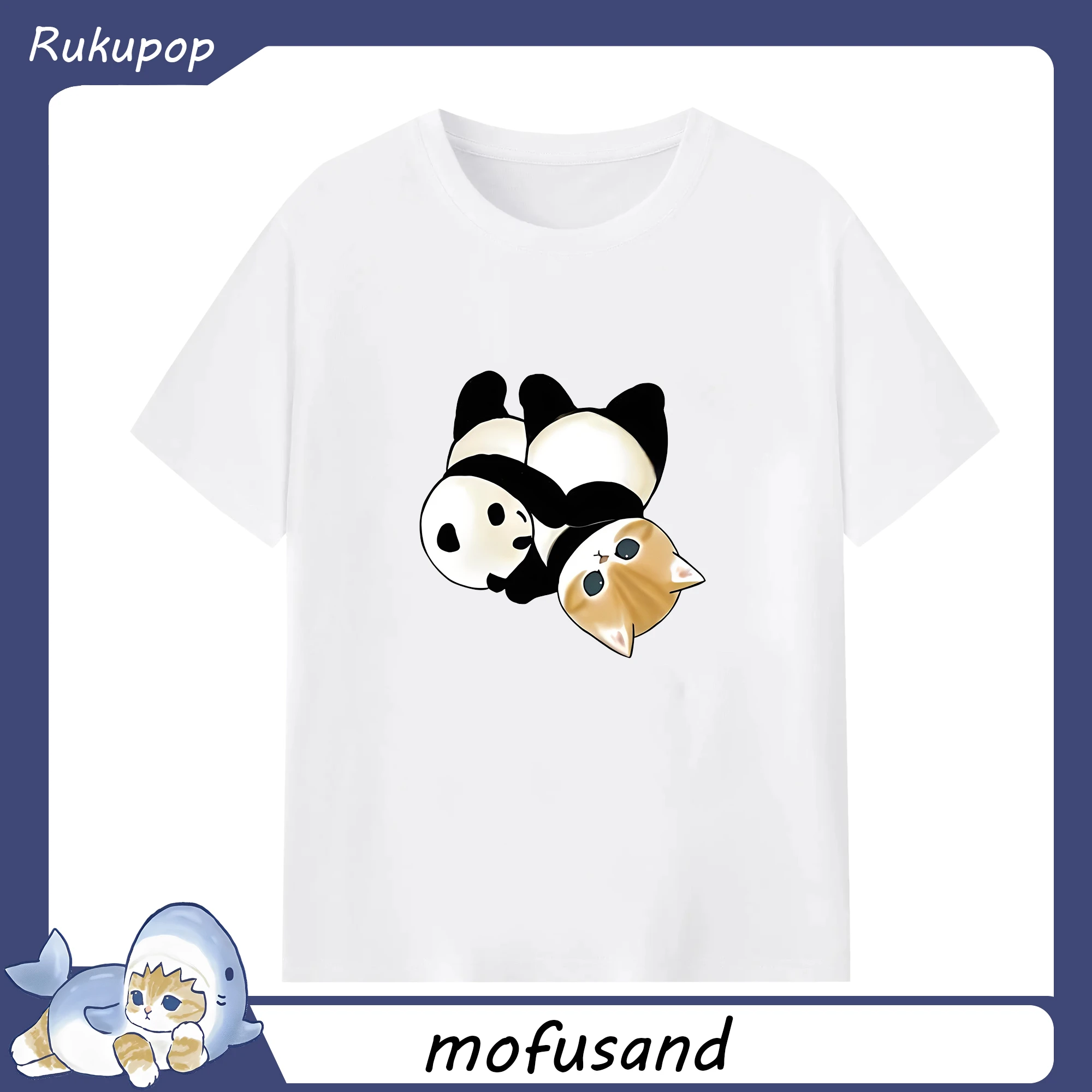 新作パンダの着ぐるみ猫 人気限定 おしゃれデザイン - 綿100％ 半袖Tシャツ ・ フロントプリント ・ 快適 通気性 ・ 日常使い 散歩 スポーツ用