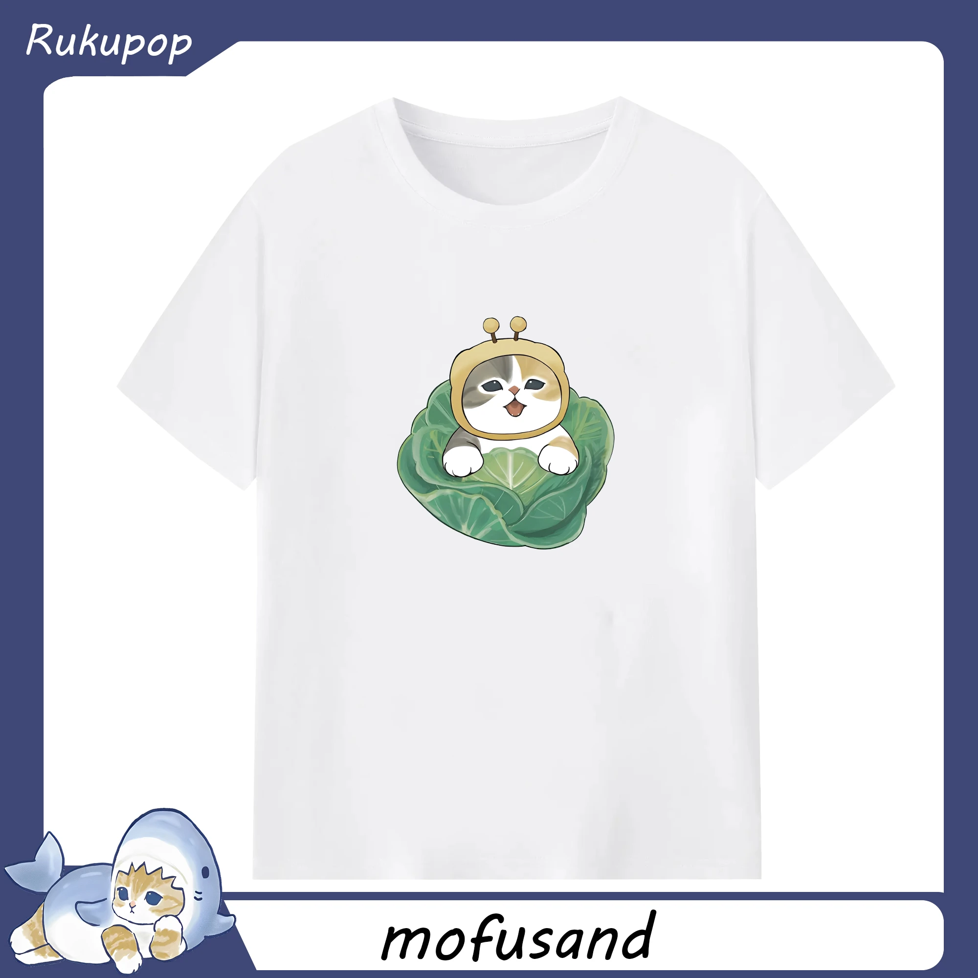 Mofusand みつばちにゃんモチーフTシャツ おもしろ＆キュート 🐝 - 綿100％ 半袖Tシャツ ・ フロントプリント ・ 快適 通気性 ・ 日常使い 散歩 スポーツ用