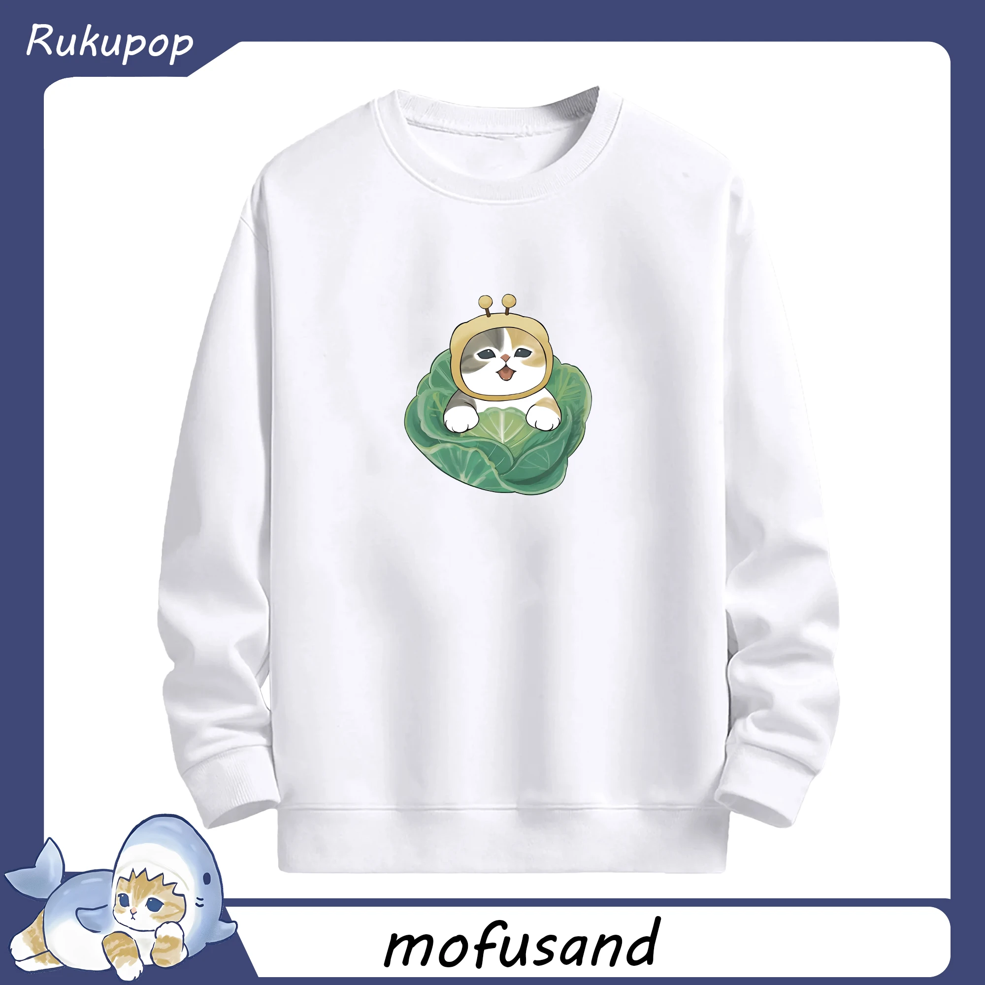 Mofusand みつばちにゃんモチーフTシャツ おもしろ＆キュート 🐝 - 高品質 クルーネック スウェット ・ コットン59％ ポリエステル41％ ・ ユニセックス 長袖 トレーナー ・ カジュアル デイリー スポーツ 散歩用