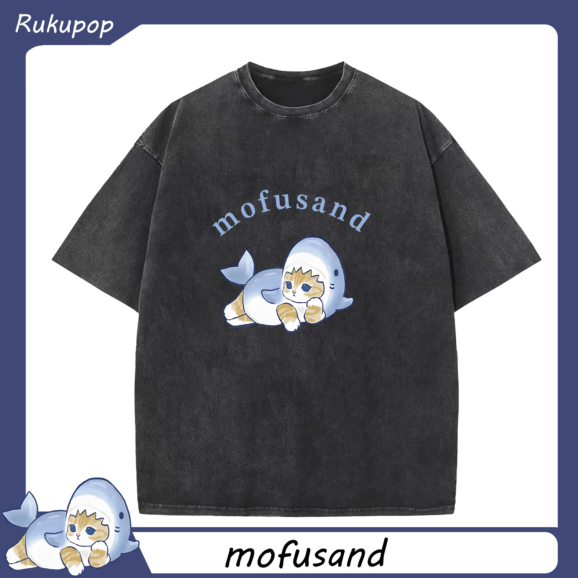 人気限定サメ ユニークで可愛いデザイン - 綿100％ ヴィンテージ風 半袖Tシャツ ・ フロントプリント ・ 柔らか肌触り ・ 通気性 快適 ・ スポーツ カジュアル 外出用