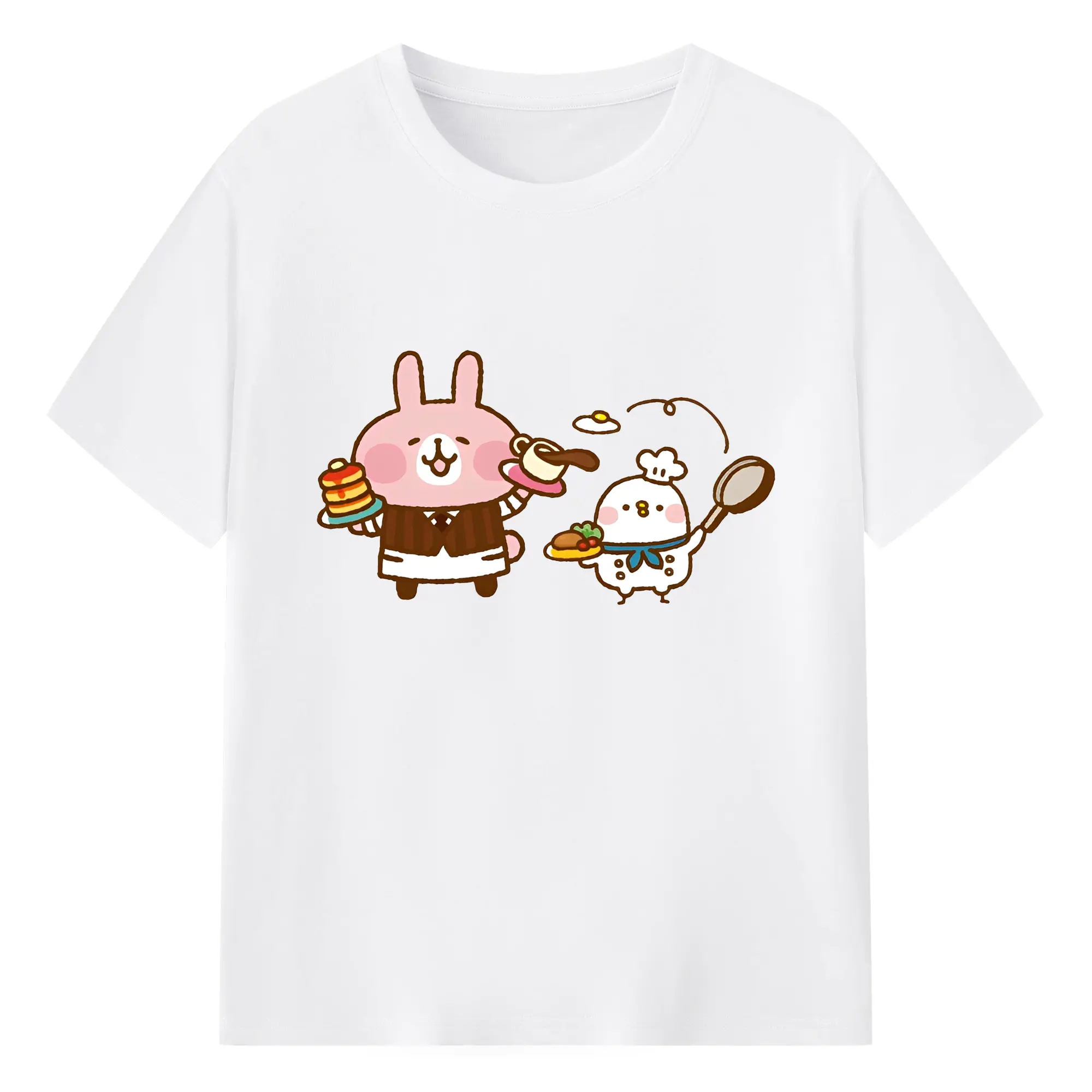 カナヘイのゆるっとカフェ - 綿100％ 半袖Tシャツ ・ フロントプリント ・ 快適 通気性 ・ 日常使い 散歩 スポーツ用