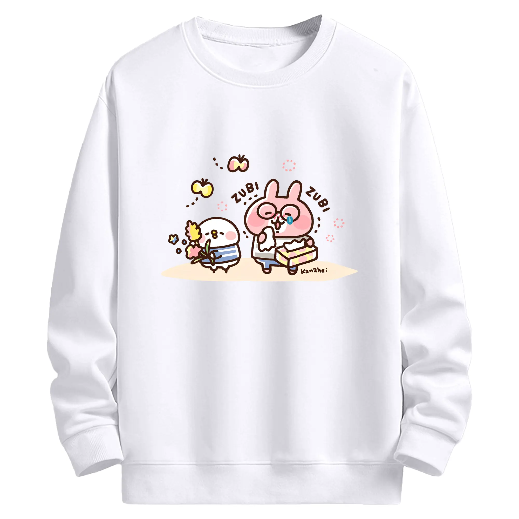 カナヘイの小動物うさぎ花粉症なんだね - 高品質 クルーネック スウェット ・ コットン59％ ポリエステル41％ ・ ユニセックス 長袖 トレーナー ・ カジュアル デイリー スポーツ 散歩用