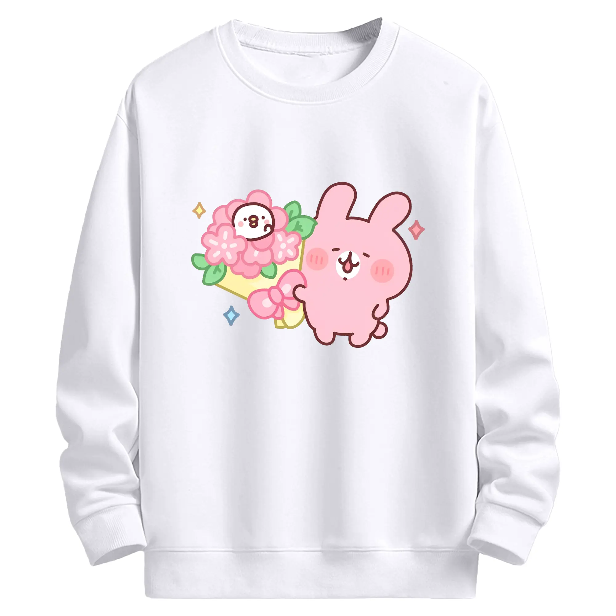 カナヘイの小動物 うさぎ ハッピーライフ - 高品質 クルーネック スウェット ・ コットン59％ ポリエステル41％ ・ ユニセックス 長袖 トレーナー ・ カジュアル デイリー スポーツ 散歩用