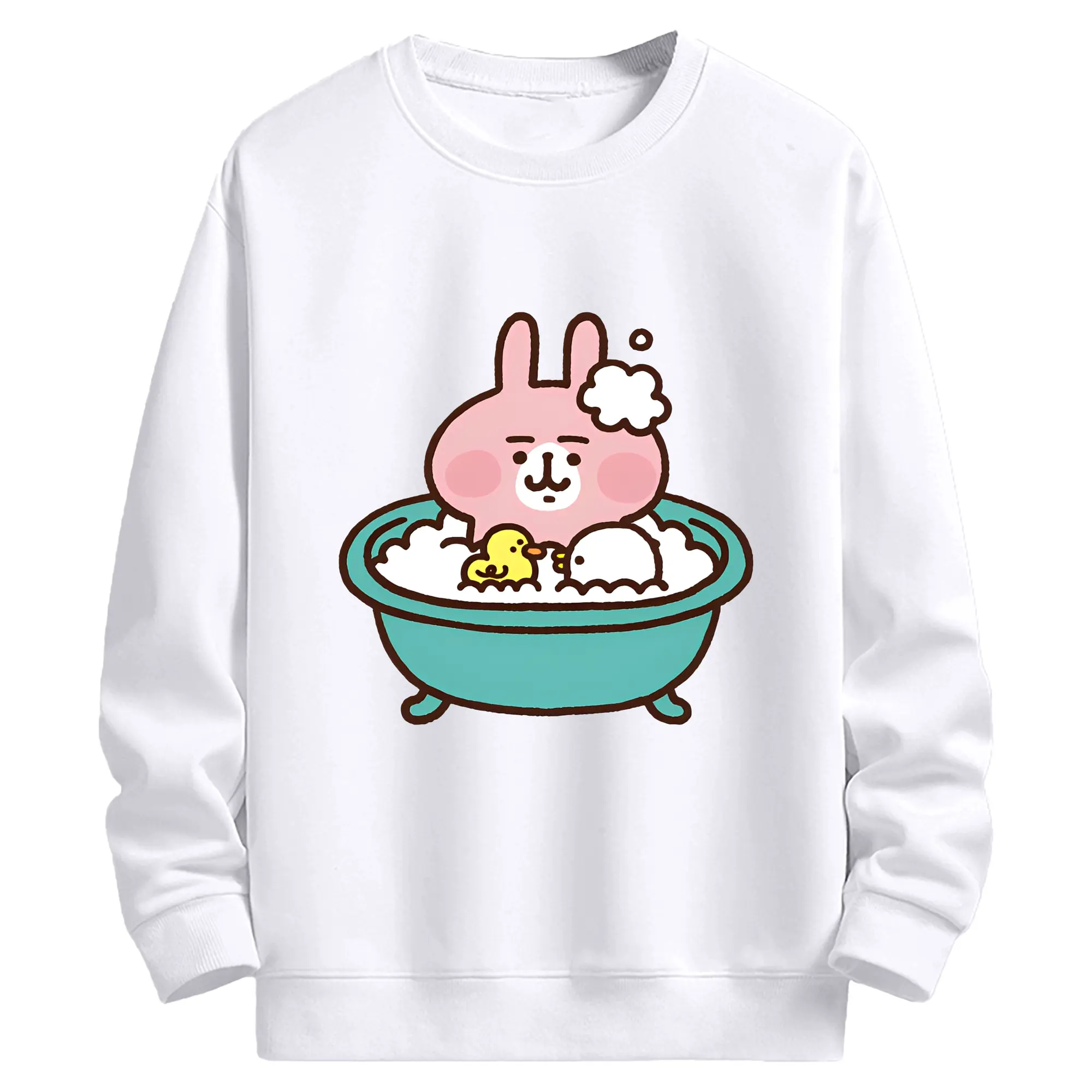 カナヘイ_ピンクのうさぎ - 高品質 クルーネック スウェット ・ コットン59％ ポリエステル41％ ・ ユニセックス 長袖 トレーナー ・ カジュアル デイリー スポーツ 散歩用