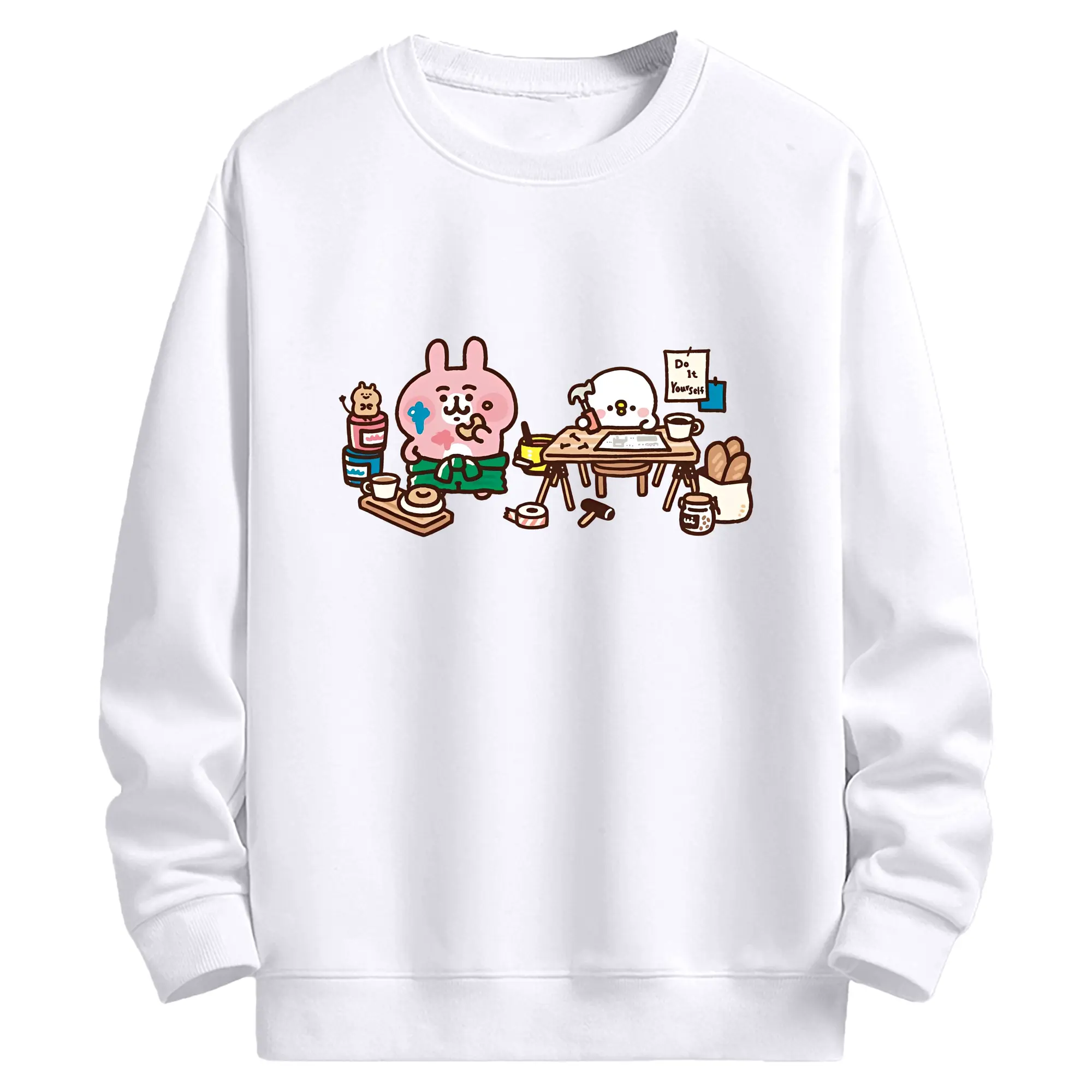 ピスケ＆うさぎカナヘイの小動物 - 高品質 クルーネック スウェット ・ コットン59％ ポリエステル41％ ・ ユニセックス 長袖 トレーナー ・ カジュアル デイリー スポーツ 散歩用