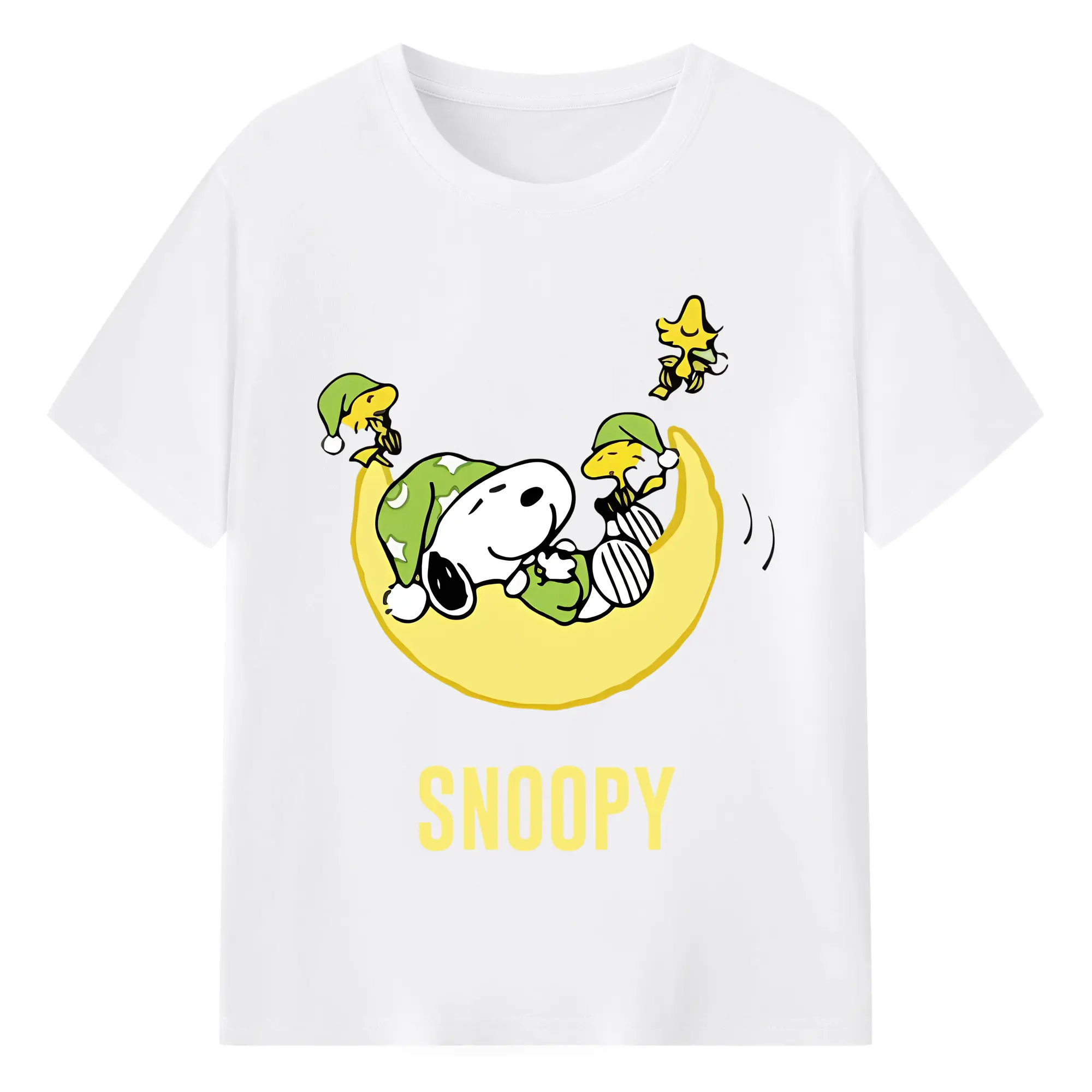 キラキラスヌーピー✨✨おやすみ、スヌーピー - 綿100％ 半袖Tシャツ ・ フロントプリント ・ 快適 通気性 ・ 日常使い 散歩 スポーツ用