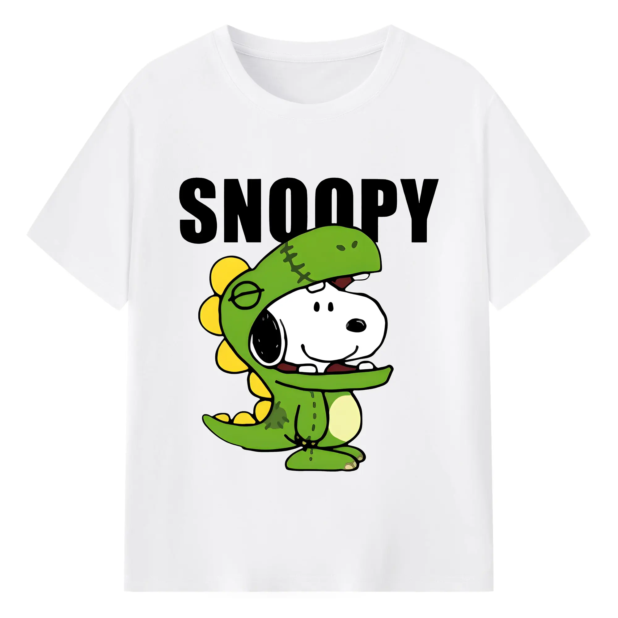 新作ダイナソーコスチューム スヌーピー限定 - 綿100％ 半袖Tシャツ ・ フロントプリント ・ 快適 通気性 ・ 日常使い 散歩 スポーツ用