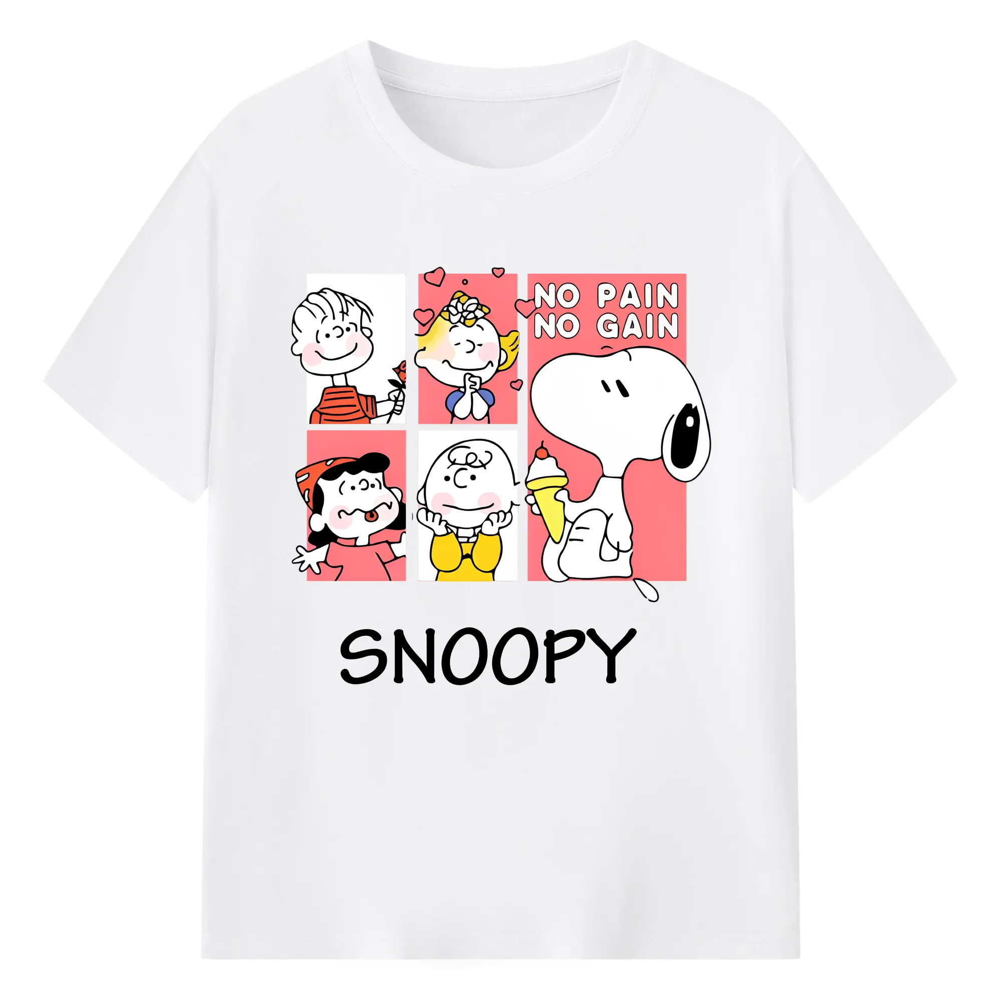 スヌーピー限定 励ましフレーズ入り - 綿100％ 半袖Tシャツ ・ フロントプリント ・ 快適 通気性 ・ 日常使い 散歩 スポーツ用