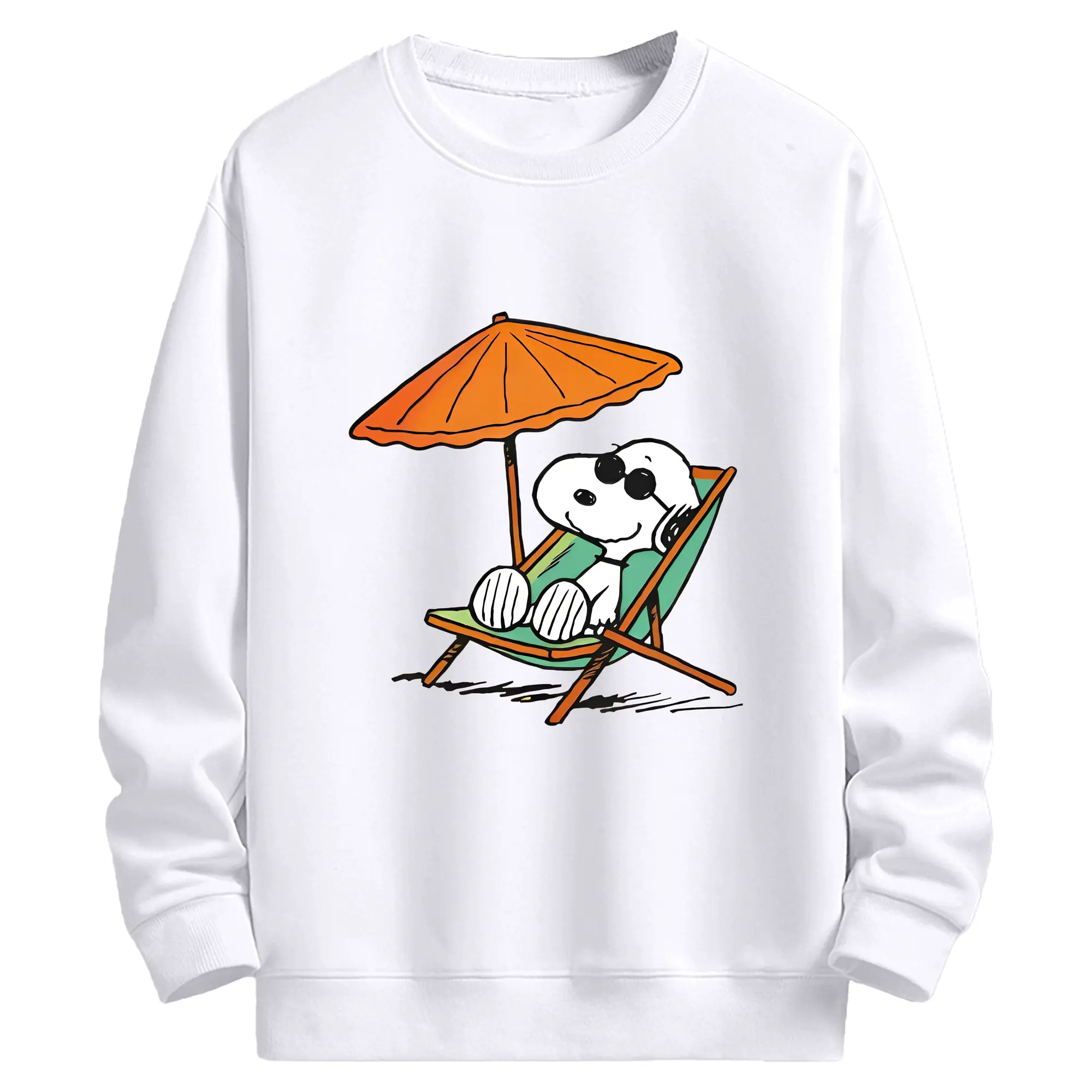 スヌーピー サマースローライフ - 高品質 クルーネック スウェット ・ コットン59％ ポリエステル41％ ・ ユニセックス 長袖 トレーナー ・ カジュアル デイリー スポーツ 散歩用