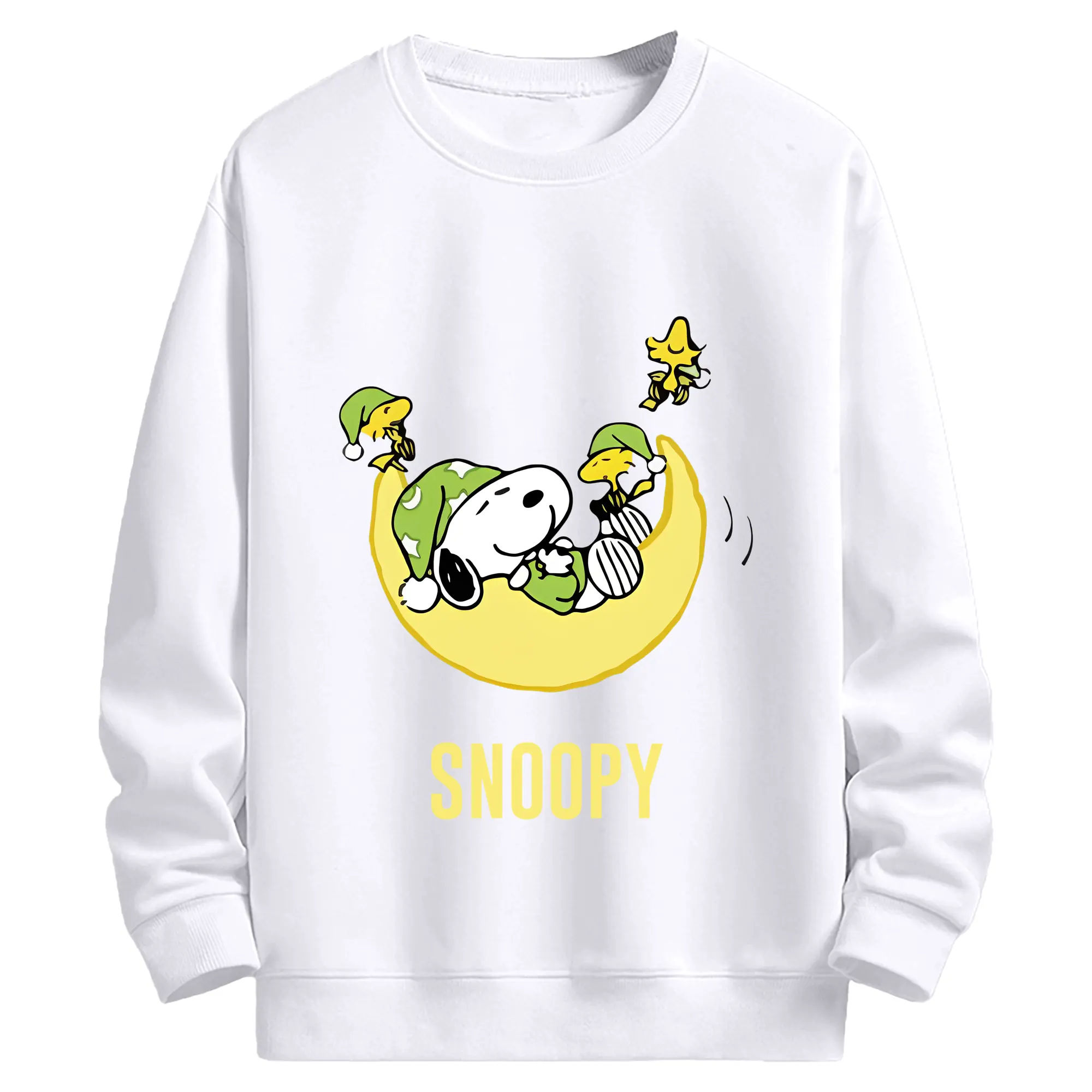 キラキラスヌーピー✨✨おやすみ、スヌーピー - 高品質 クルーネック スウェット ・ コットン59％ ポリエステル41％ ・ ユニセックス 長袖 トレーナー ・ カジュアル デイリー スポーツ 散歩用