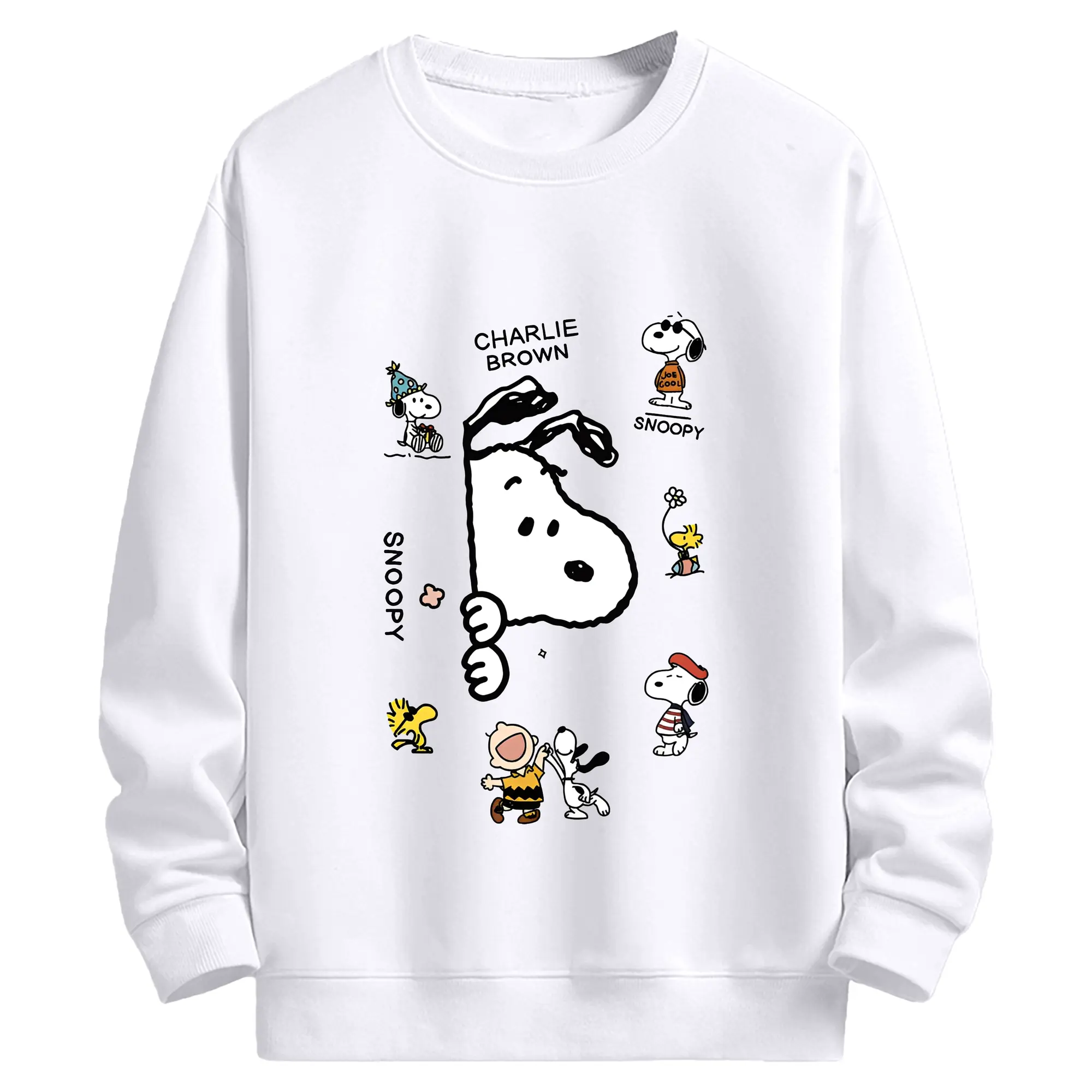 ウッドストックとスヌーピー パーティー限定 - 高品質 クルーネック スウェット ・ コットン59％ ポリエステル41％ ・ ユニセックス 長袖 トレーナー ・ カジュアル デイリー スポーツ 散歩用