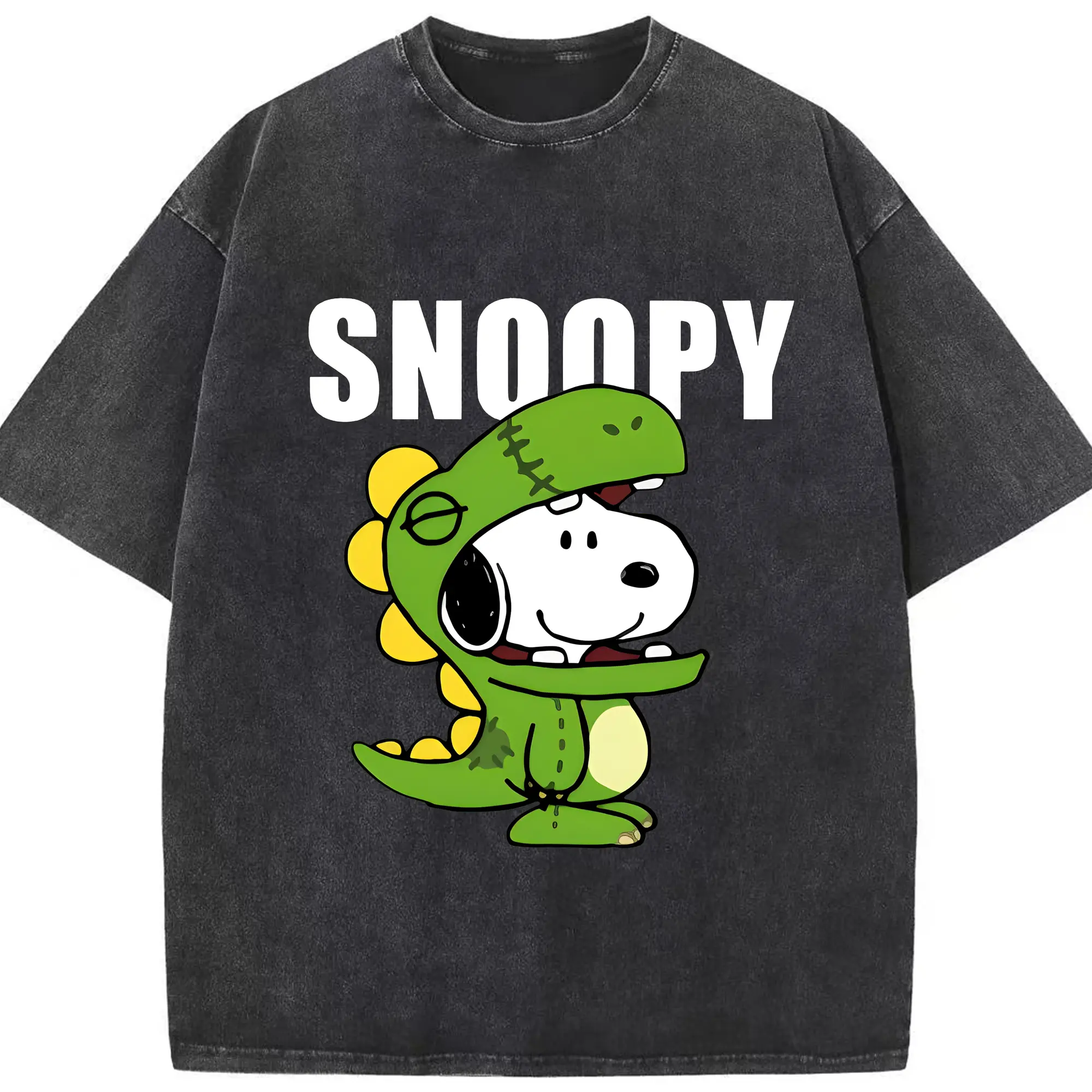 新作ダイナソーコスチューム スヌーピー限定 - 綿100％ ヴィンテージ風 半袖Tシャツ ・ フロントプリント ・ 柔らか肌触り ・ 通気性 快適 ・ スポーツ カジュアル 外出用