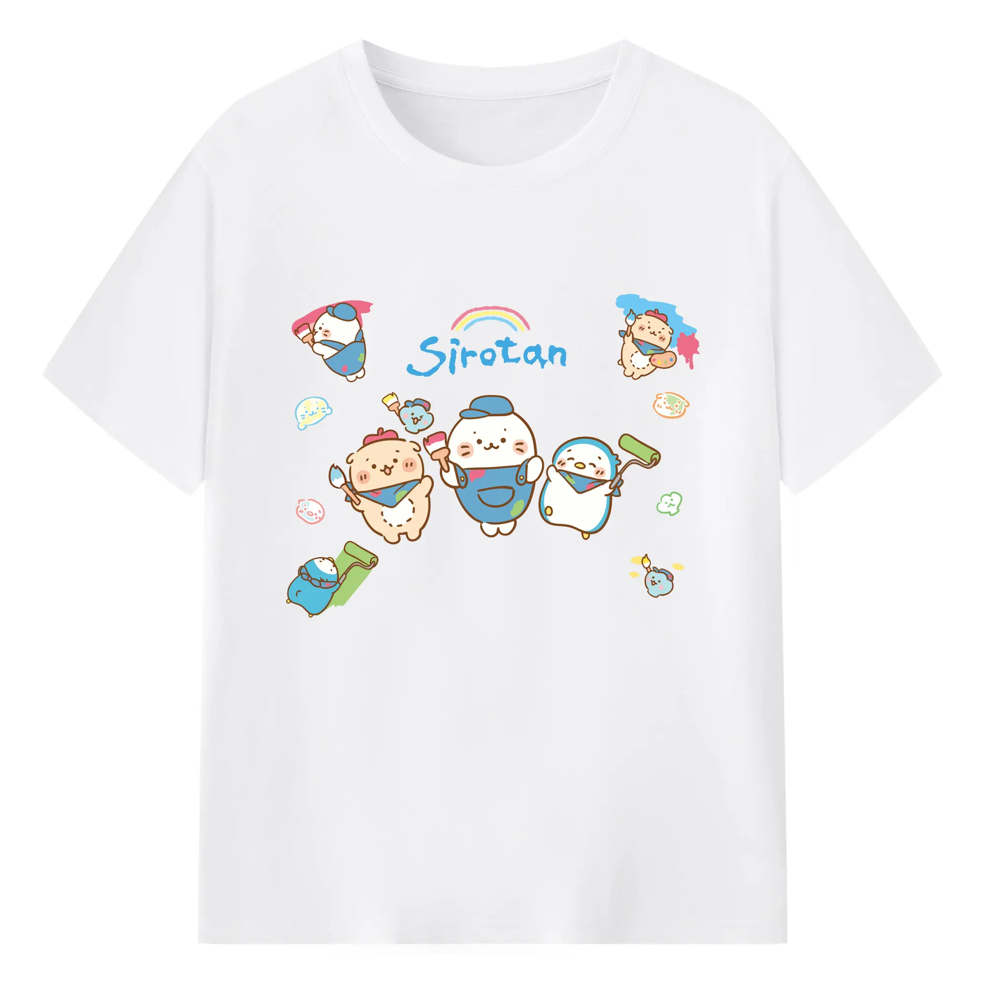 しろたん誕生日フェア 虹色シリーズ🌈 - 綿100％ 半袖Tシャツ ・ フロントプリント ・ 快適 通気性 ・ 日常使い 散歩 スポーツ用