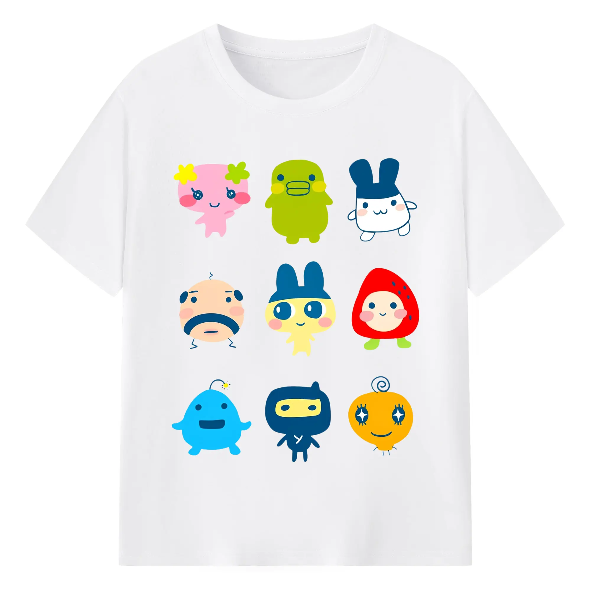 たまごっち フレンズ コレクション - 綿100％ 半袖Tシャツ ・ フロントプリント ・ 快適 通気性 ・ 日常使い 散歩 スポーツ用