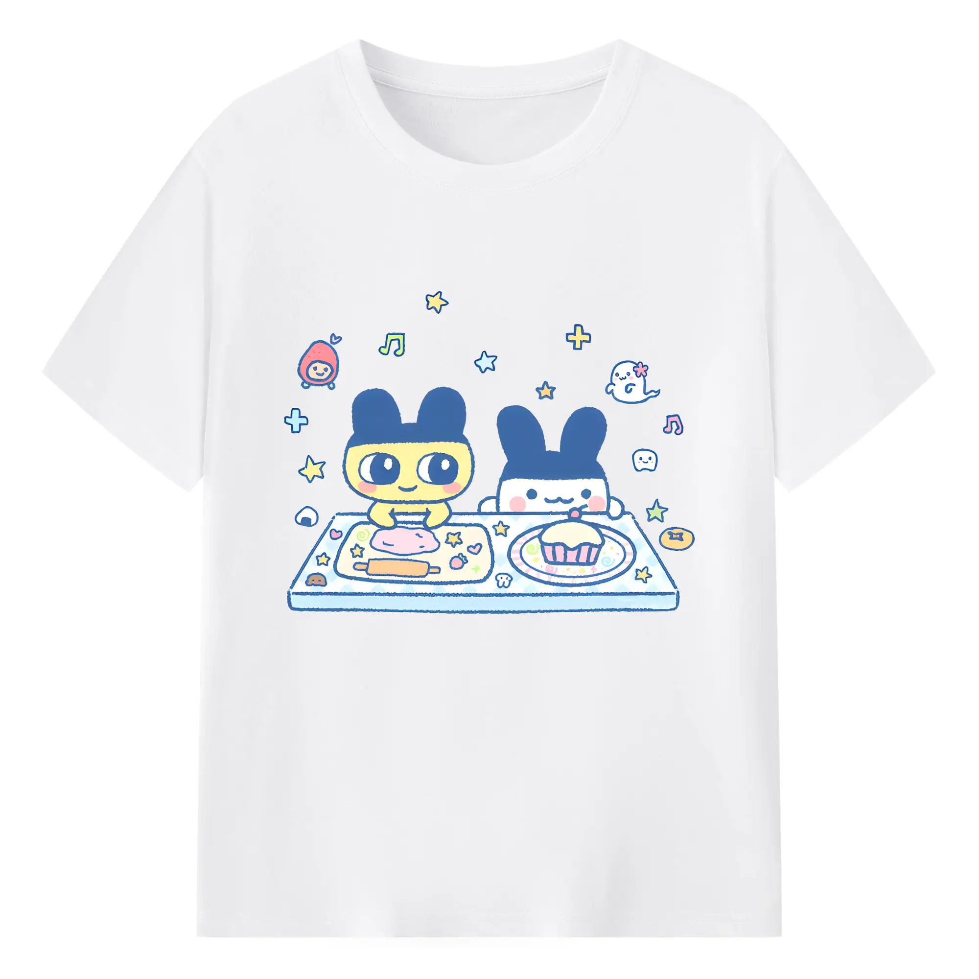 たまごっち × 懐かしアート 限定 - 綿100％ 半袖Tシャツ ・ フロントプリント ・ 快適 通気性 ・ 日常使い 散歩 スポーツ用