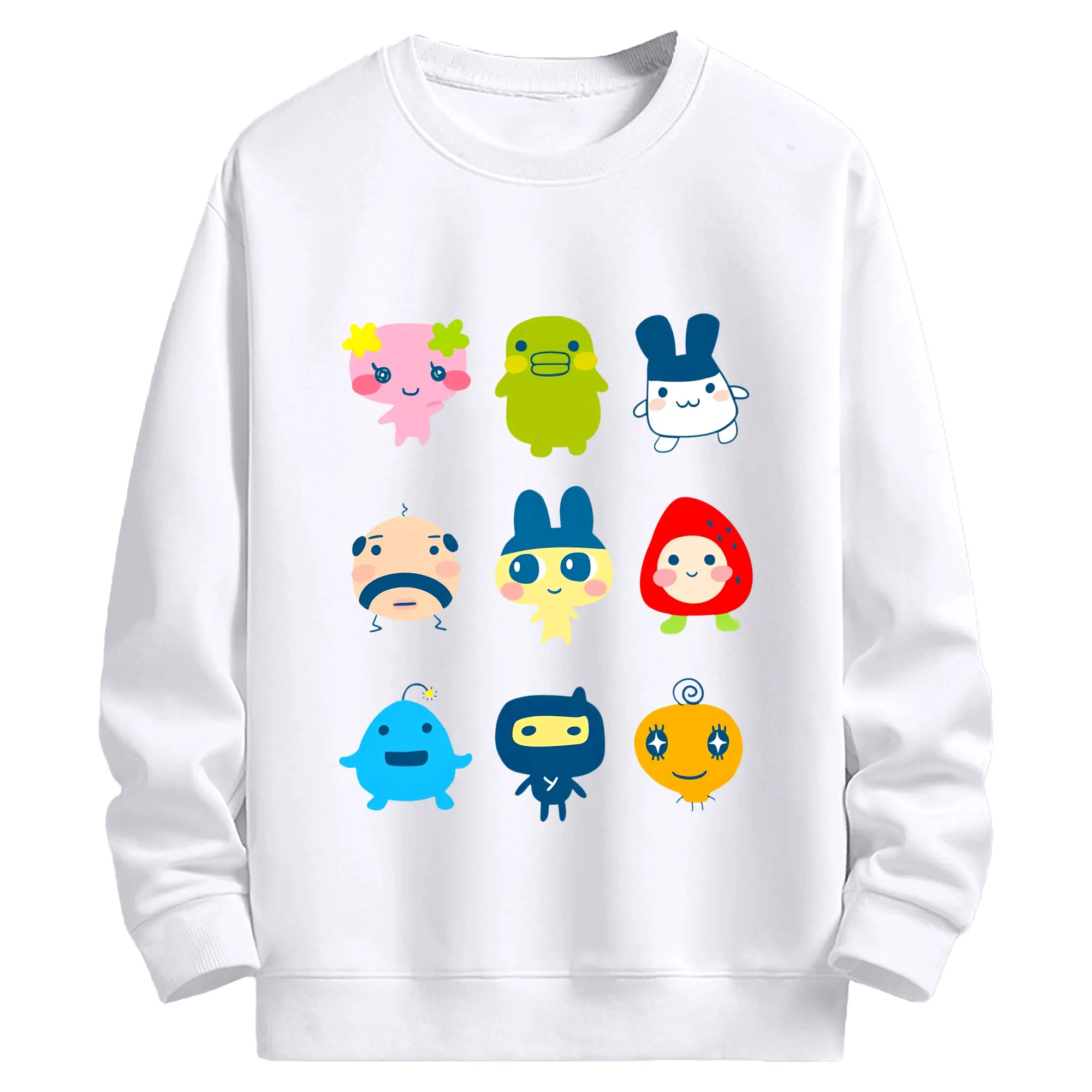 たまごっち フレンズ コレクション - 高品質 クルーネック スウェット ・ コットン59％ ポリエステル41％ ・ ユニセックス 長袖 トレーナー ・ カジュアル デイリー スポーツ 散歩用