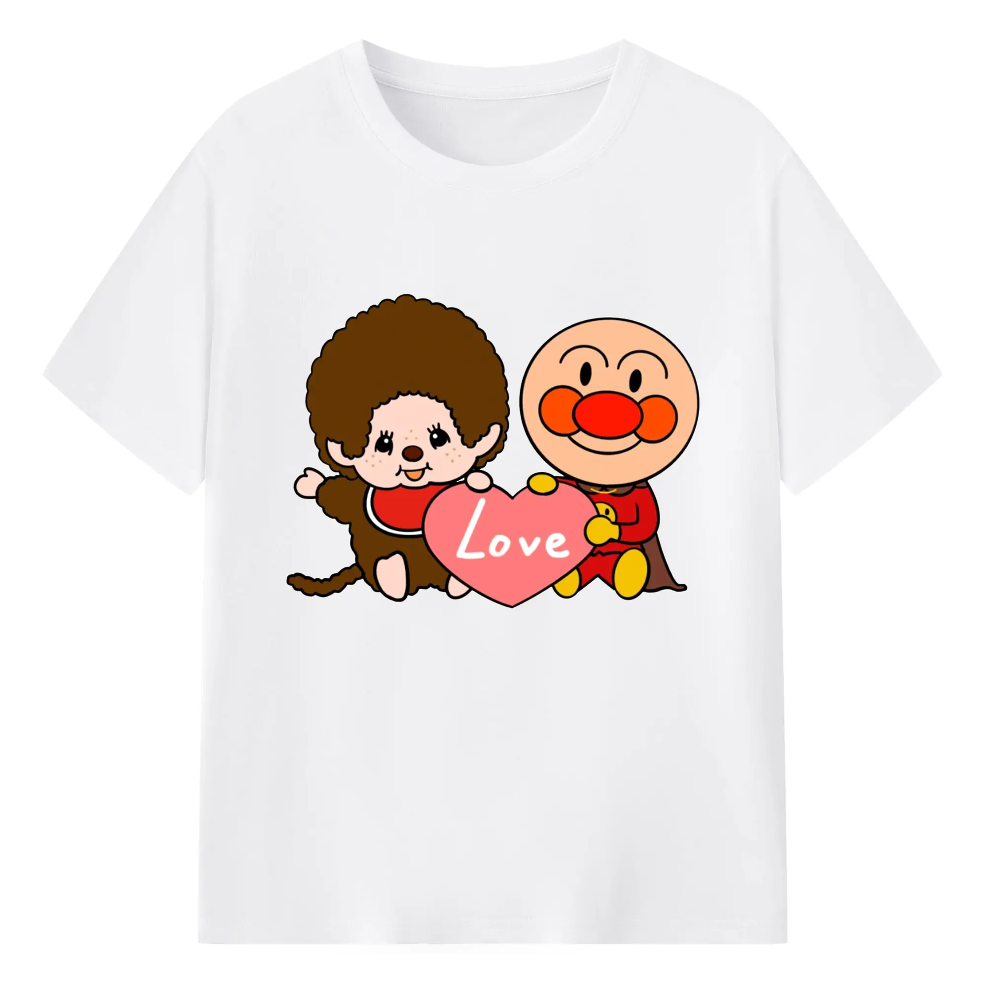 モンチッチ×アンパンマンコラボ限定 - 綿100％ 半袖Tシャツ ・ フロントプリント ・ 快適 通気性 ・ 日常使い 散歩 スポーツ用
