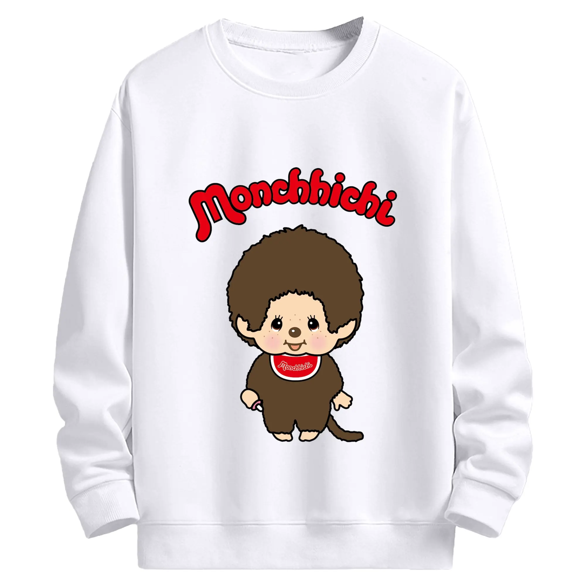 おしゃれ モンチッチ ミニマルスタイル - 高品質 クルーネック スウェット ・ コットン59％ ポリエステル41％ ・ ユニセックス 長袖 トレーナー ・ カジュアル デイリー スポーツ 散歩用