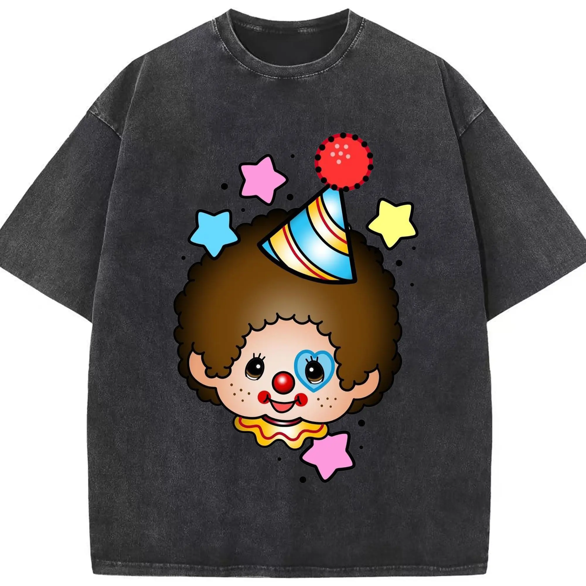 モンチッチ 誕生日記念 スペシャルパーティー - 綿100％ ヴィンテージ風 半袖Tシャツ ・ フロントプリント ・ 柔らか肌触り ・ 通気性 快適 ・ スポーツ カジュアル 外出用