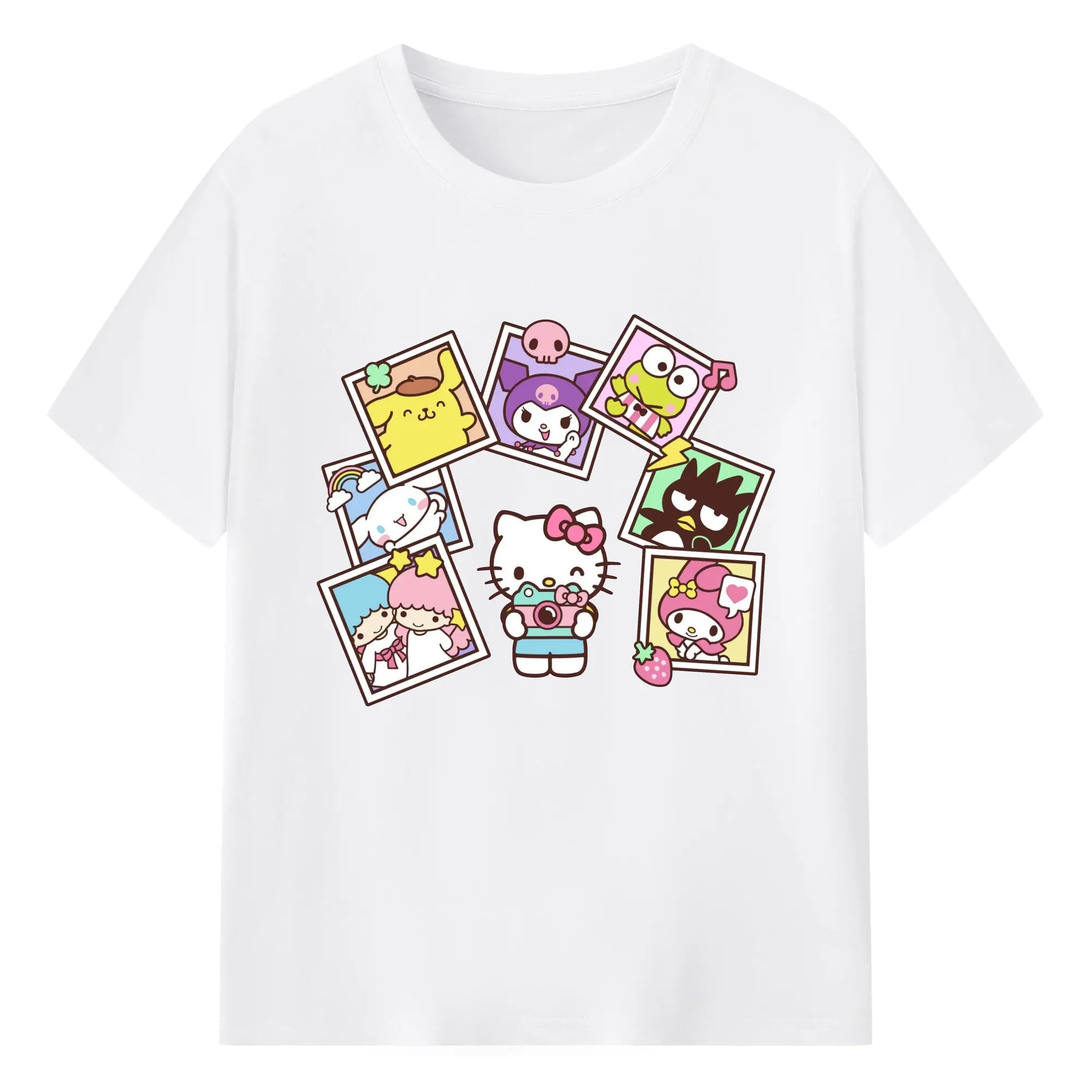 サンリオ キャラクターズ キュート - 綿100％ 半袖Tシャツ ・ フロントプリント ・ 快適 通気性 ・ 日常使い 散歩 スポーツ用