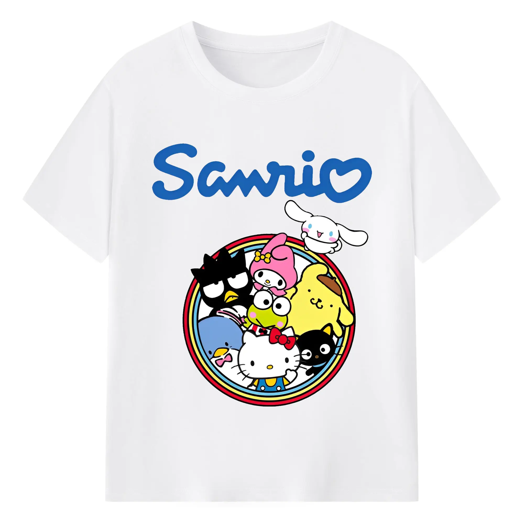 ハローキティ・マイメロディ・シナモロール コレクション - 綿100％ 半袖Tシャツ ・ フロントプリント ・ 快適 通気性 ・ 日常使い 散歩 スポーツ用