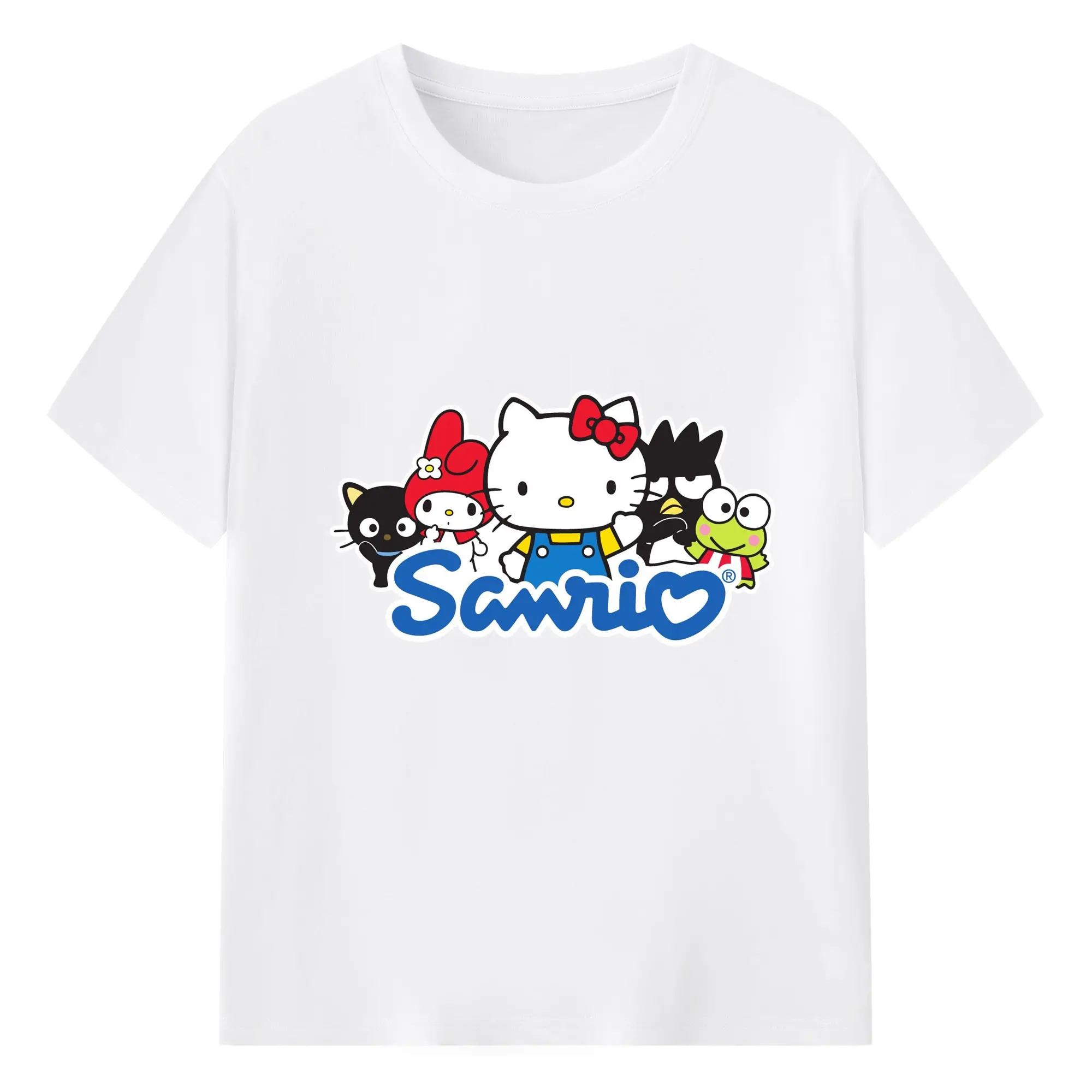 サンリオ シンプルロゴデザイン - 綿100％ 半袖Tシャツ ・ フロントプリント ・ 快適 通気性 ・ 日常使い 散歩 スポーツ用