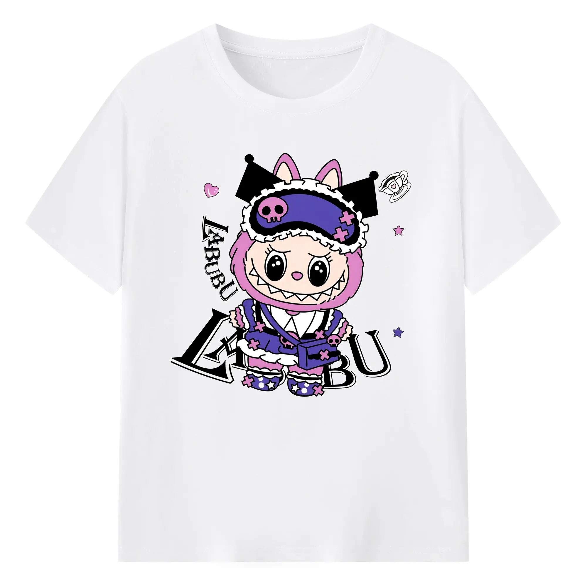 2025クロミ × ラブブ 限定 - 綿100％ 半袖Tシャツ ・ フロントプリント ・ 快適 通気性 ・ 日常使い 散歩 スポーツ用