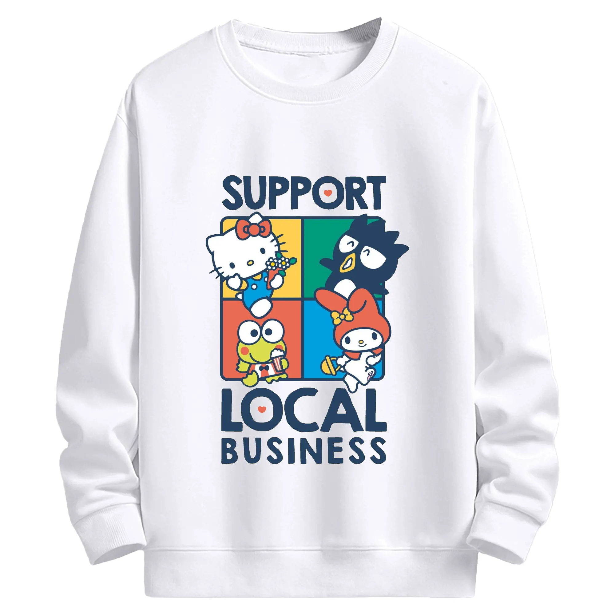 サンリオ みんな大好き キャラクター - 高品質 クルーネック スウェット ・ コットン59％ ポリエステル41％ ・ ユニセックス 長袖 トレーナー ・ カジュアル デイリー スポーツ 散歩用