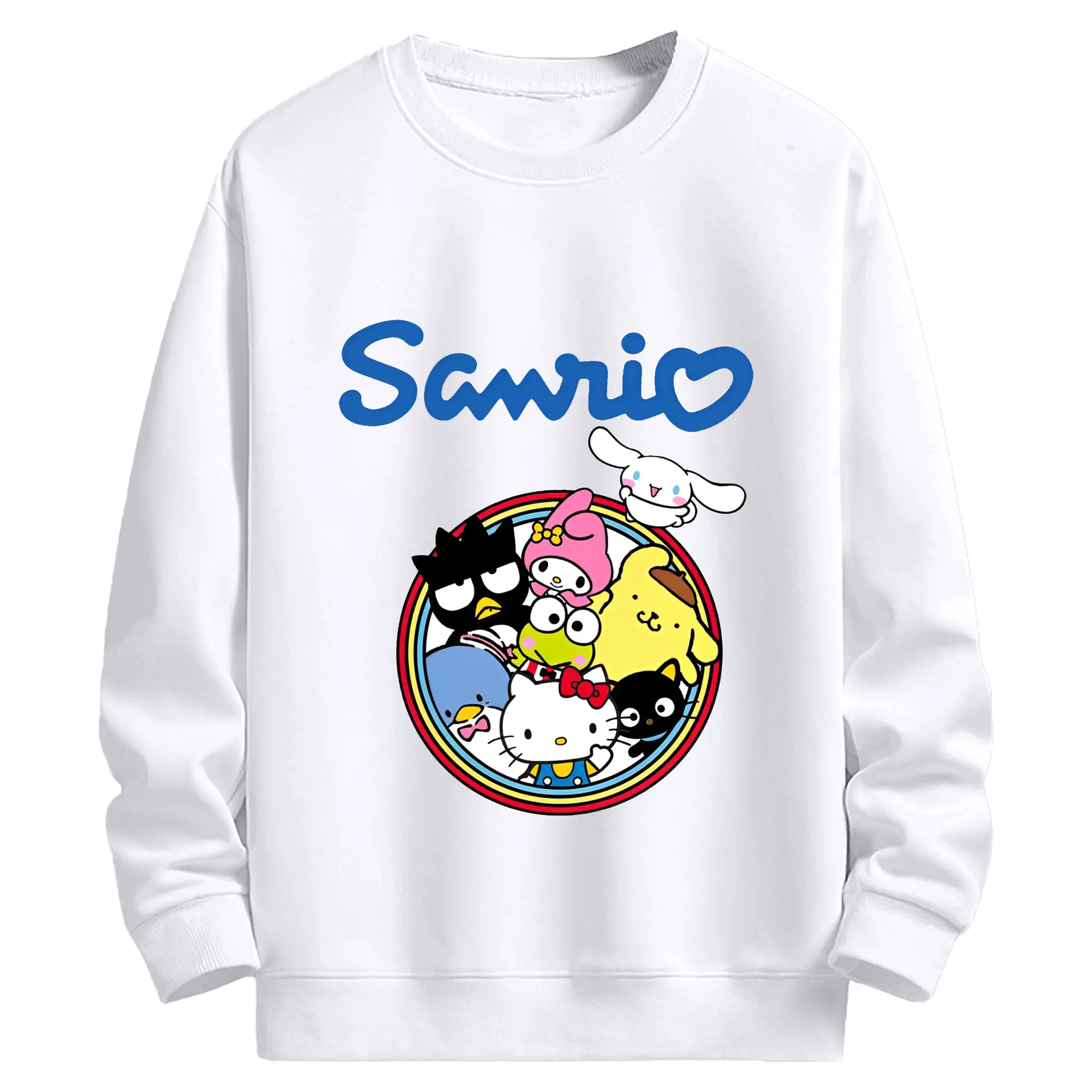 ハローキティ・マイメロディ・シナモロール コレクション - 高品質 クルーネック スウェット ・ コットン59％ ポリエステル41％ ・ ユニセックス 長袖 トレーナー ・ カジュアル デイリー スポーツ 散歩用
