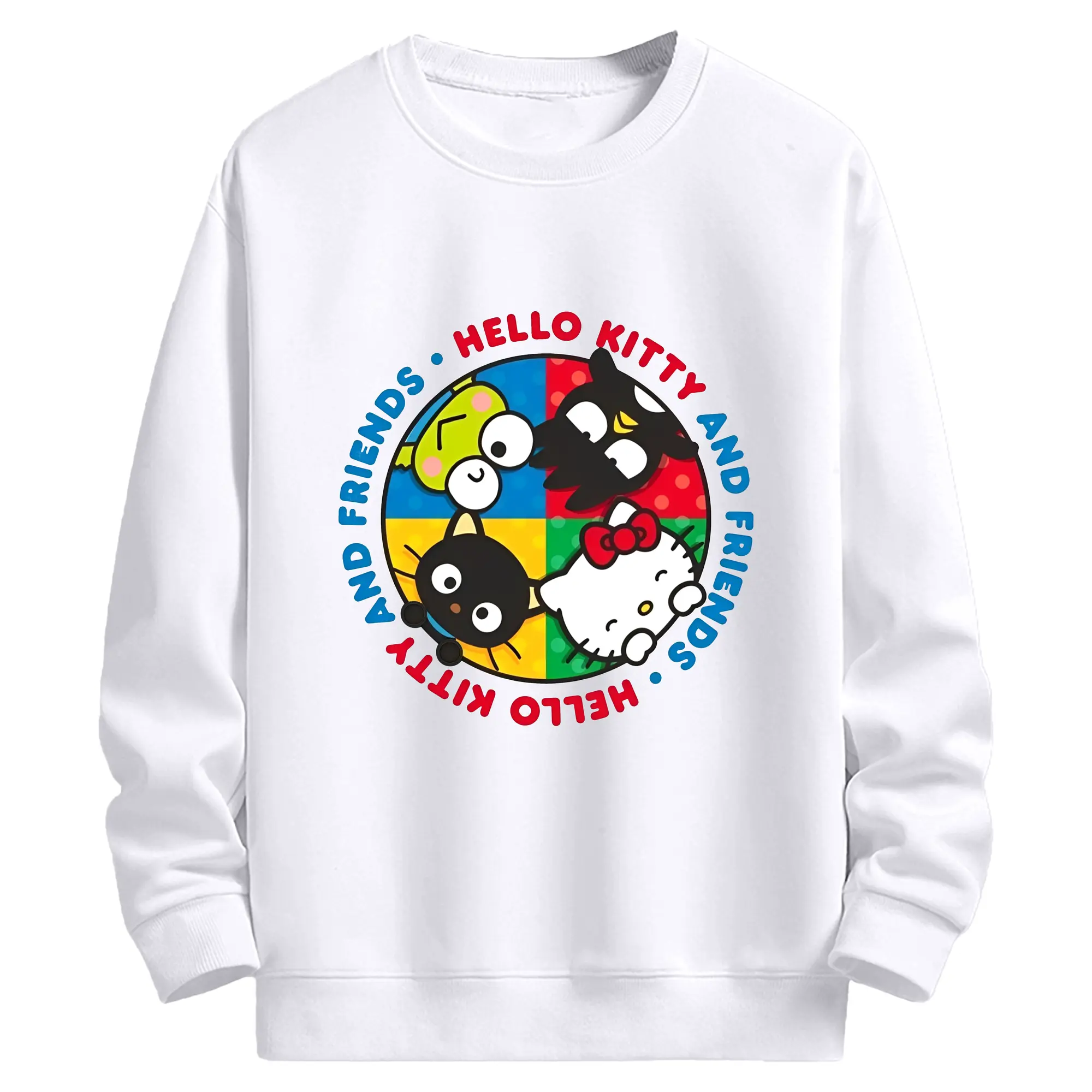 【ファン必見】サンリオ 限定デザイン - 高品質 クルーネック スウェット ・ コットン59％ ポリエステル41％ ・ ユニセックス 長袖 トレーナー ・ カジュアル デイリー スポーツ 散歩用