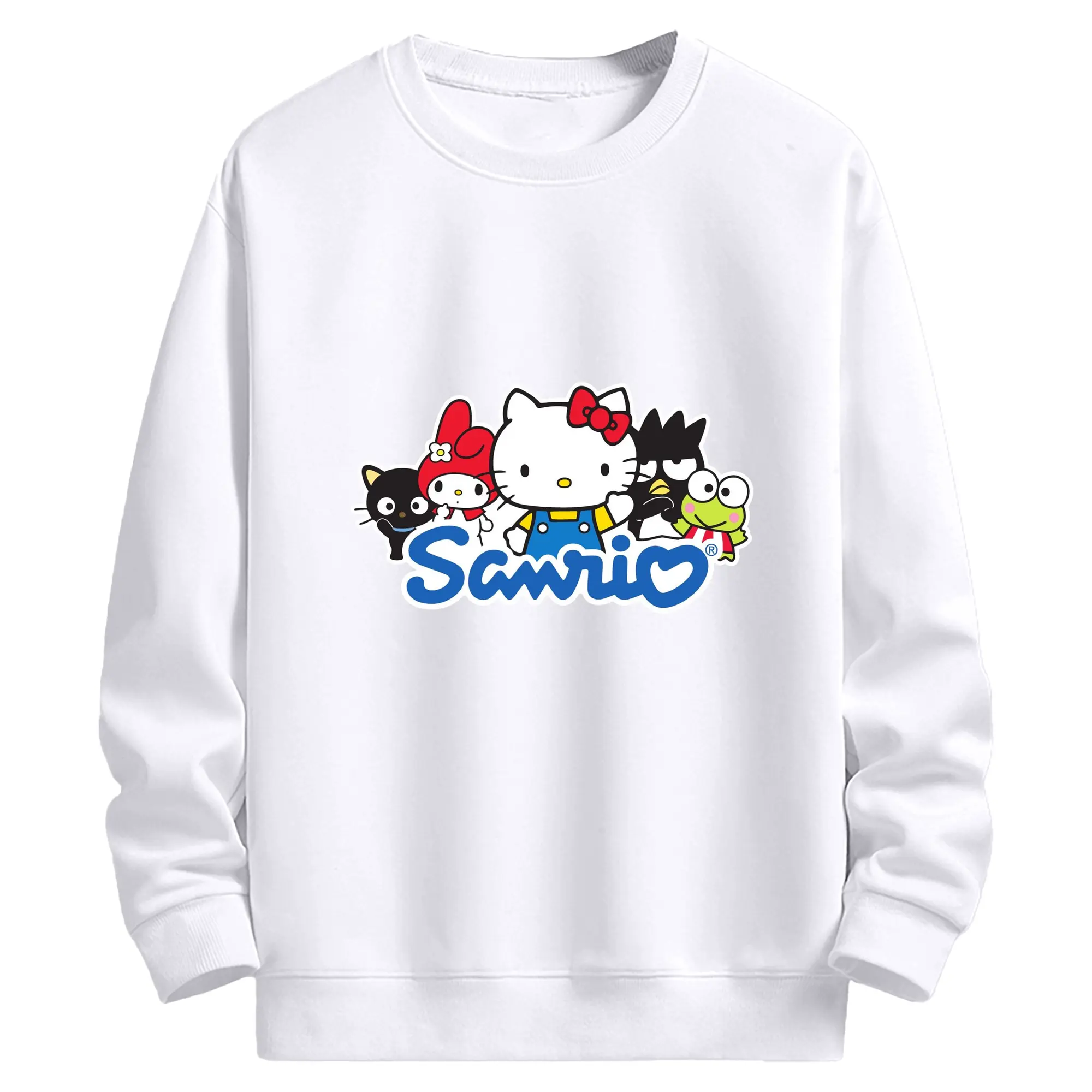 サンリオ シンプルロゴデザイン - 高品質 クルーネック スウェット ・ コットン59％ ポリエステル41％ ・ ユニセックス 長袖 トレーナー ・ カジュアル デイリー スポーツ 散歩用