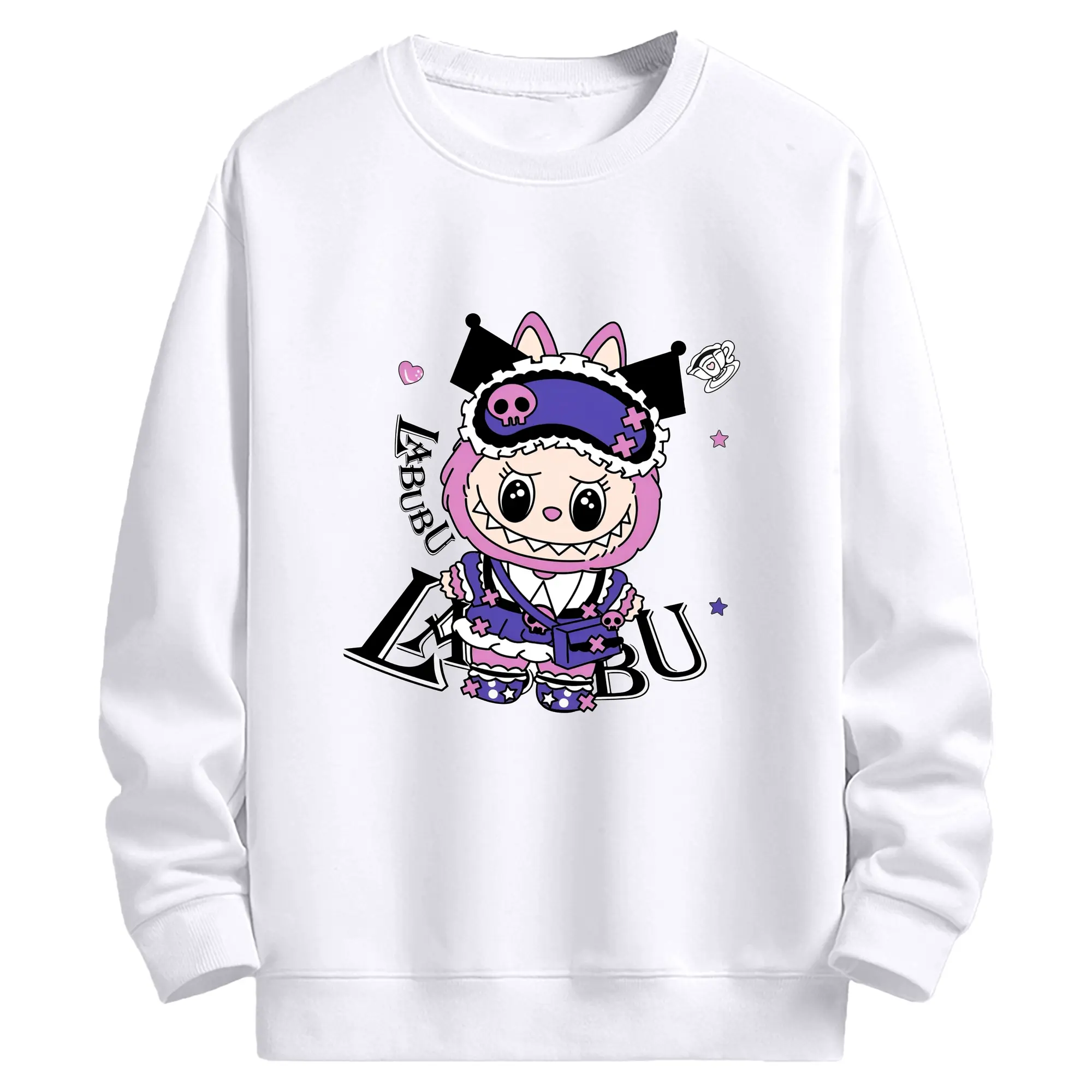 2025クロミ × ラブブ 限定 - 高品質 クルーネック スウェット ・ コットン59％ ポリエステル41％ ・ ユニセックス 長袖 トレーナー ・ カジュアル デイリー スポーツ 散歩用