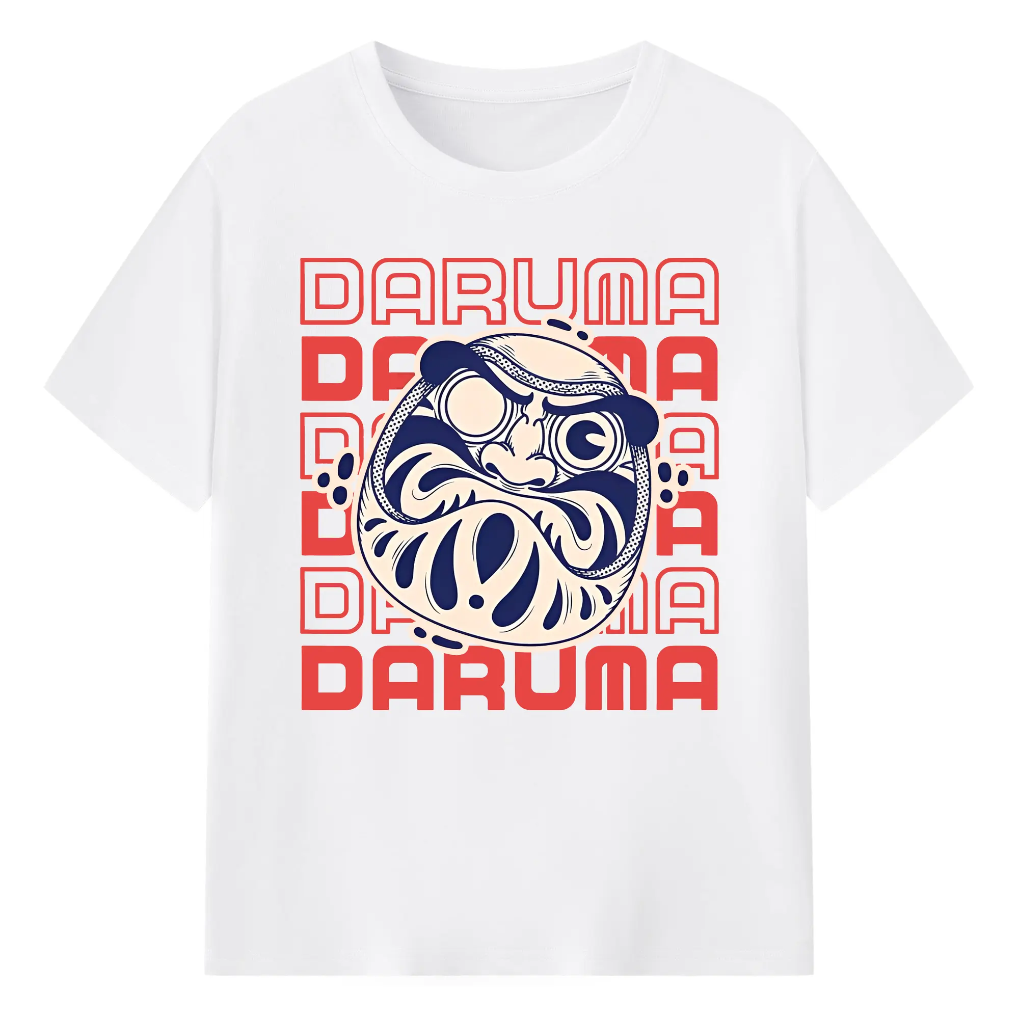 開運だるま 日本縁起物 - 綿100％ 半袖Tシャツ ・ フロントプリント ・ 快適 通気性 ・ 日常使い 散歩 スポーツ用