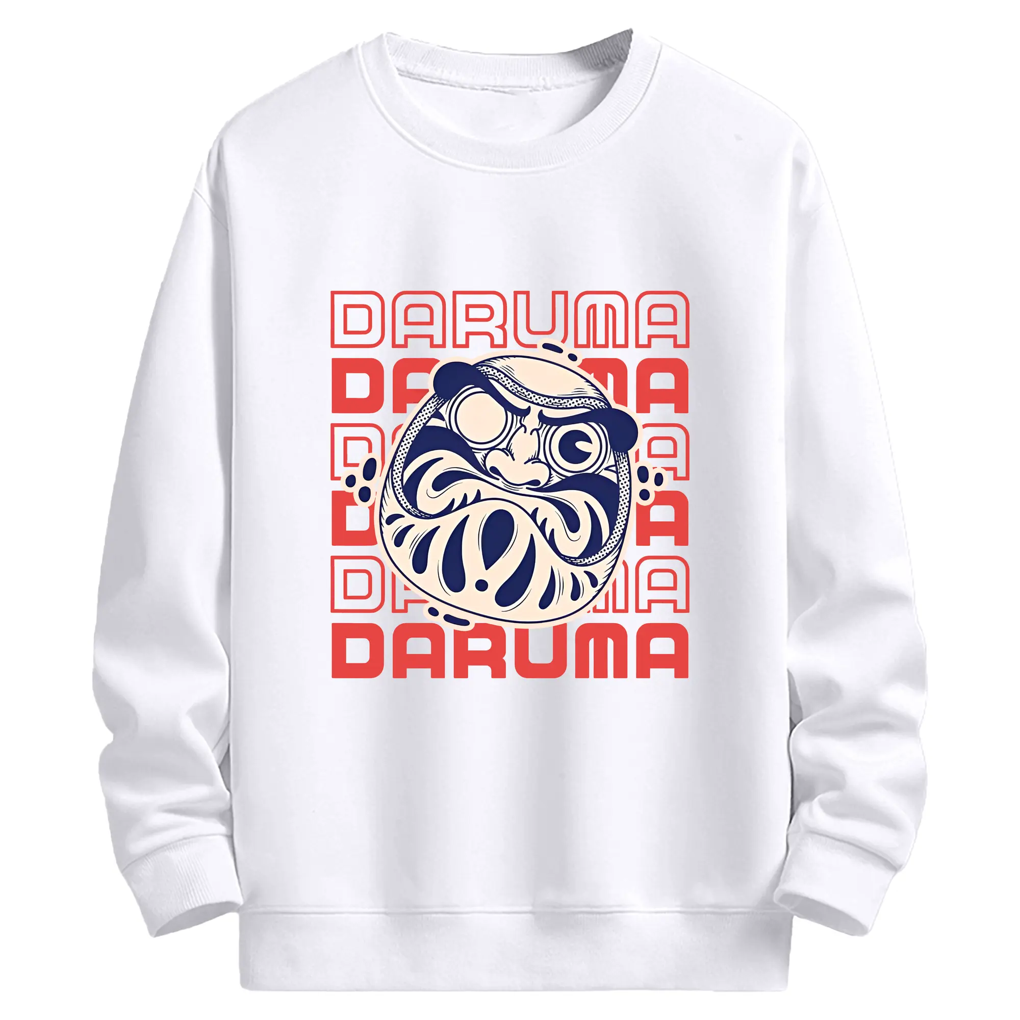 開運だるま 日本縁起物 - 高品質 クルーネック スウェット ・ コットン59％ ポリエステル41％ ・ ユニセックス 長袖 トレーナー ・ カジュアル デイリー スポーツ 散歩用