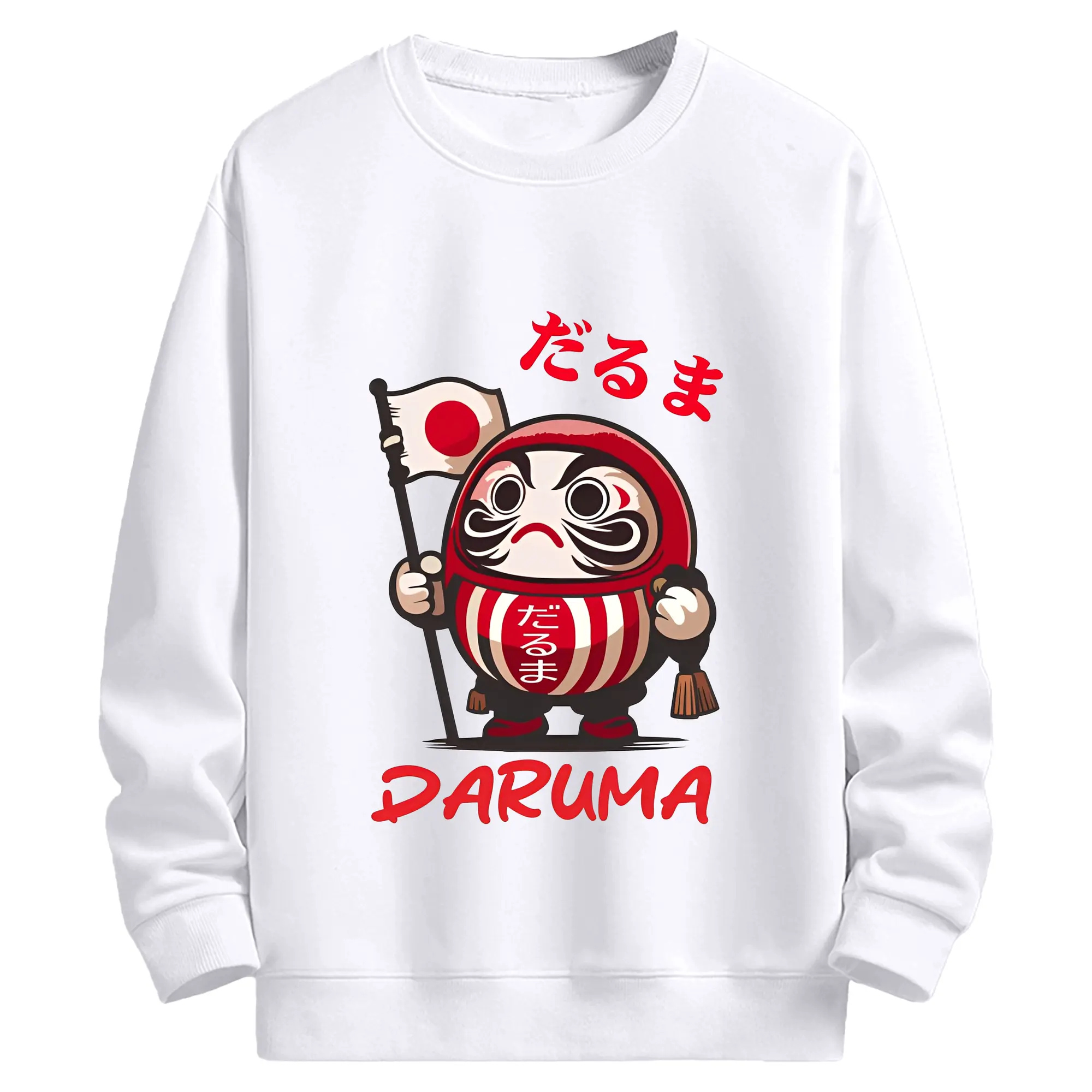 愛国和風スタイル 開運だるまキャラクター - 高品質 クルーネック スウェット ・ コットン59％ ポリエステル41％ ・ ユニセックス 長袖 トレーナー ・ カジュアル デイリー スポーツ 散歩用