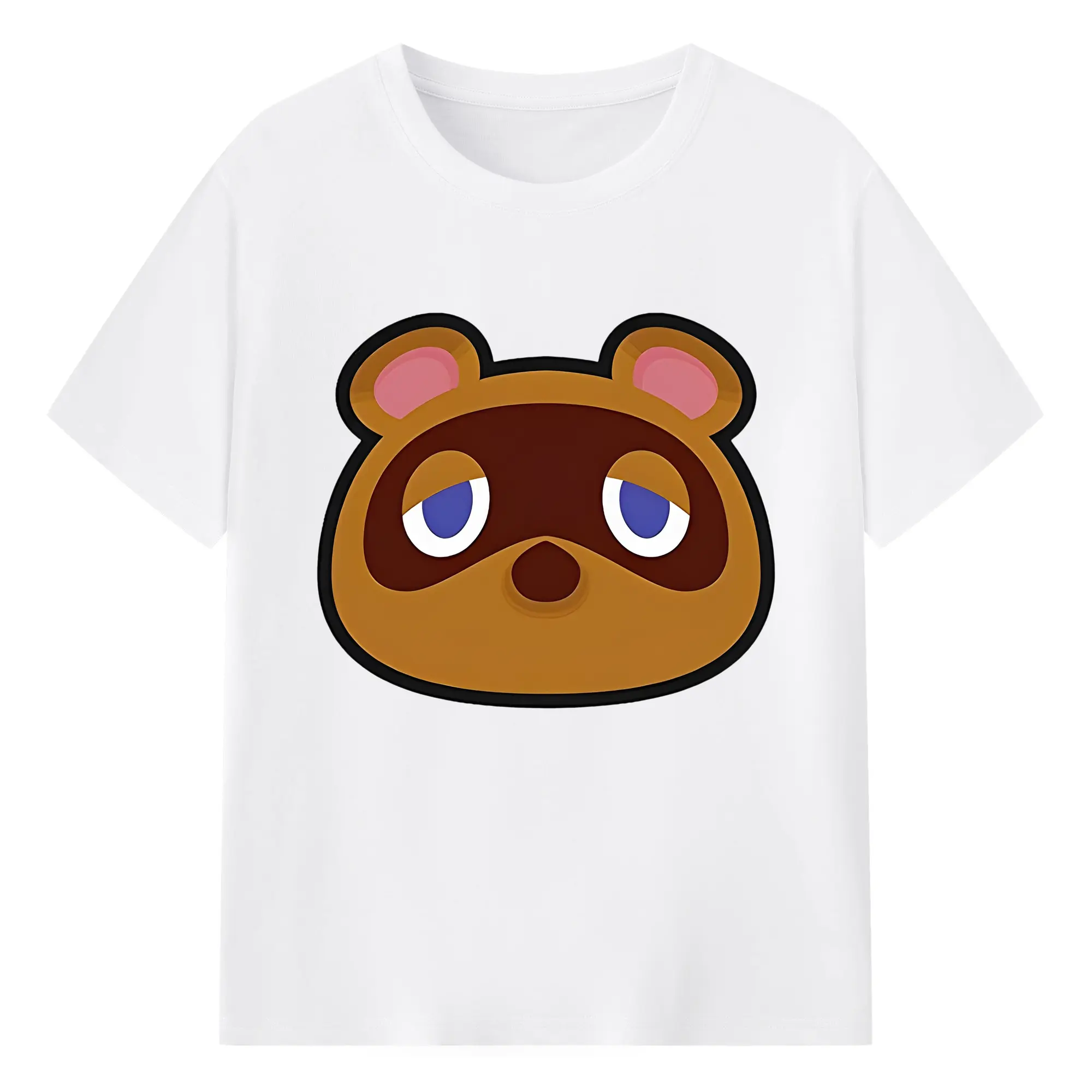 おしゃれ たぬきち シンプルデザイン どうぶつの森 - 綿100％ 半袖Tシャツ ・ フロントプリント ・ 快適 通気性 ・ 日常使い 散歩 スポーツ用