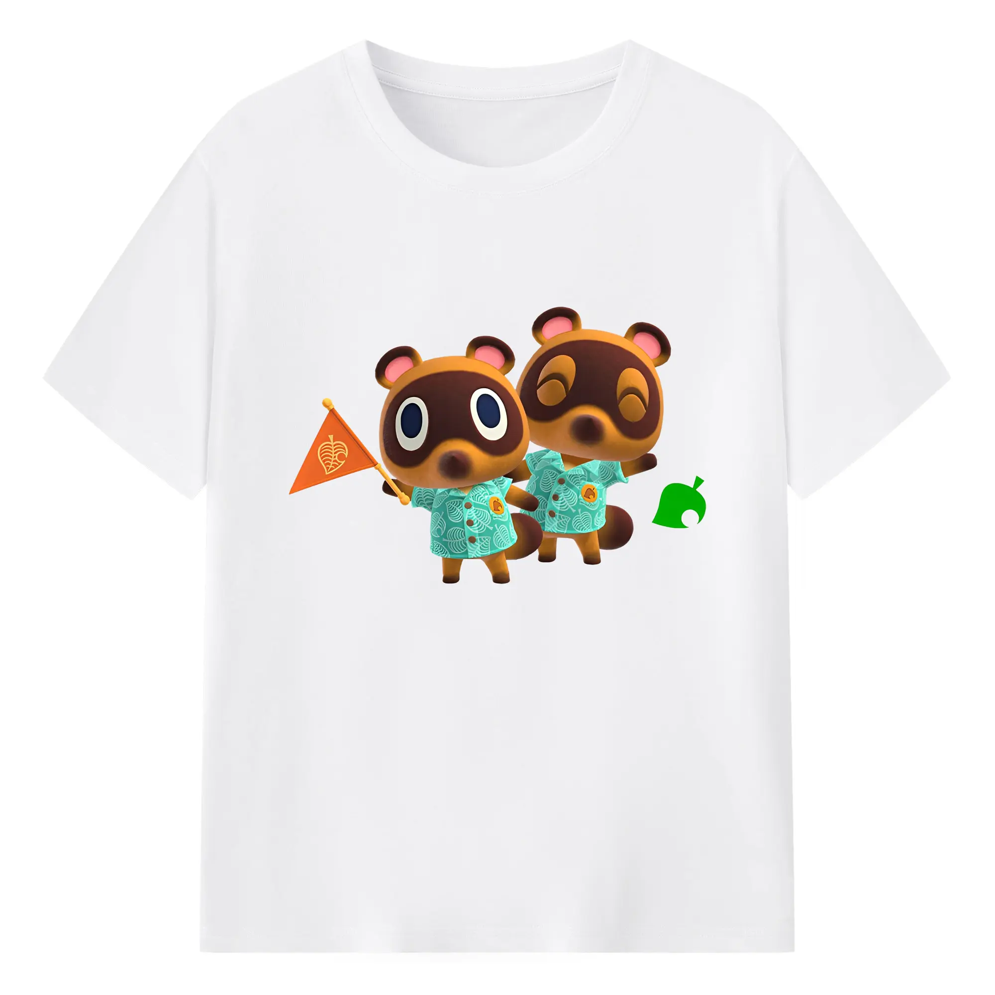 【人気急上昇】たぬきち グッズ風デザイン - 綿100％ 半袖Tシャツ ・ フロントプリント ・ 快適 通気性 ・ 日常使い 散歩 スポーツ用
