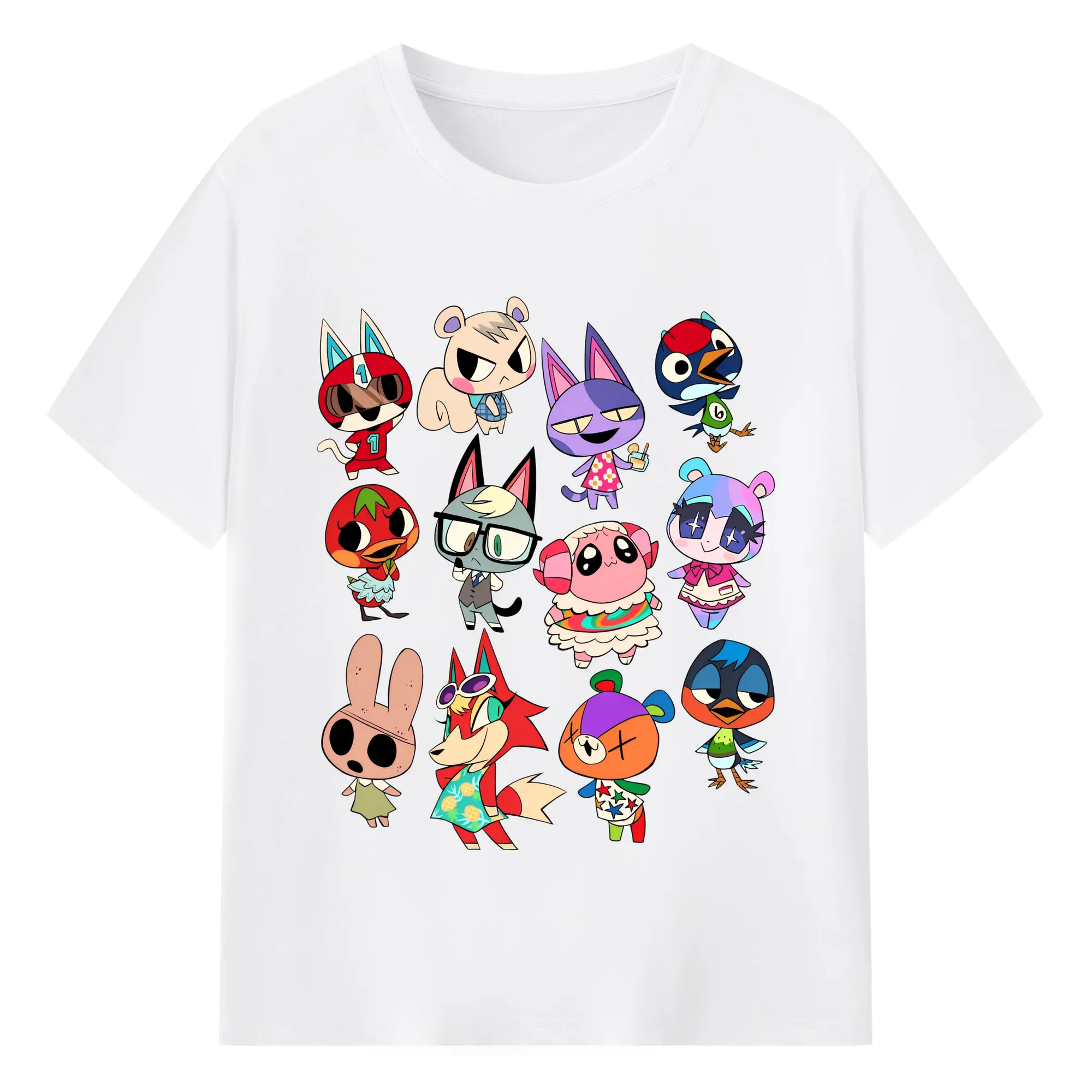 どうぶつの森 ファン必見 グッズ風 - 綿100％ 半袖Tシャツ ・ フロントプリント ・ 快適 通気性 ・ 日常使い 散歩 スポーツ用