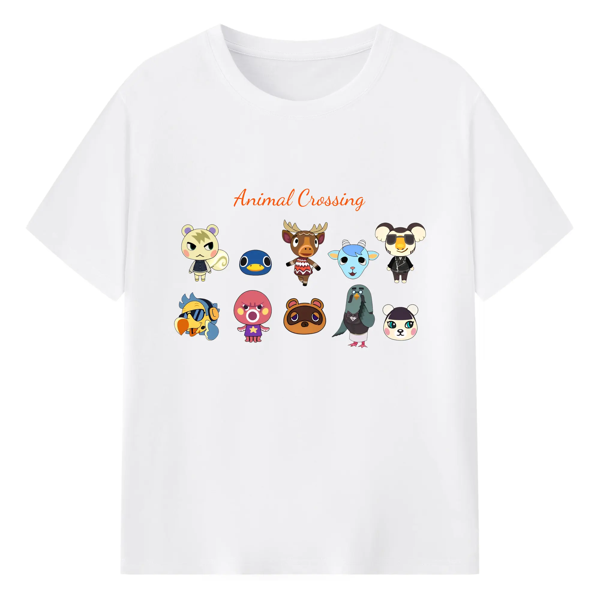 【人気急上昇】どうぶつの森 グッズ風デザイン - 綿100％ 半袖Tシャツ ・ フロントプリント ・ 快適 通気性 ・ 日常使い 散歩 スポーツ用