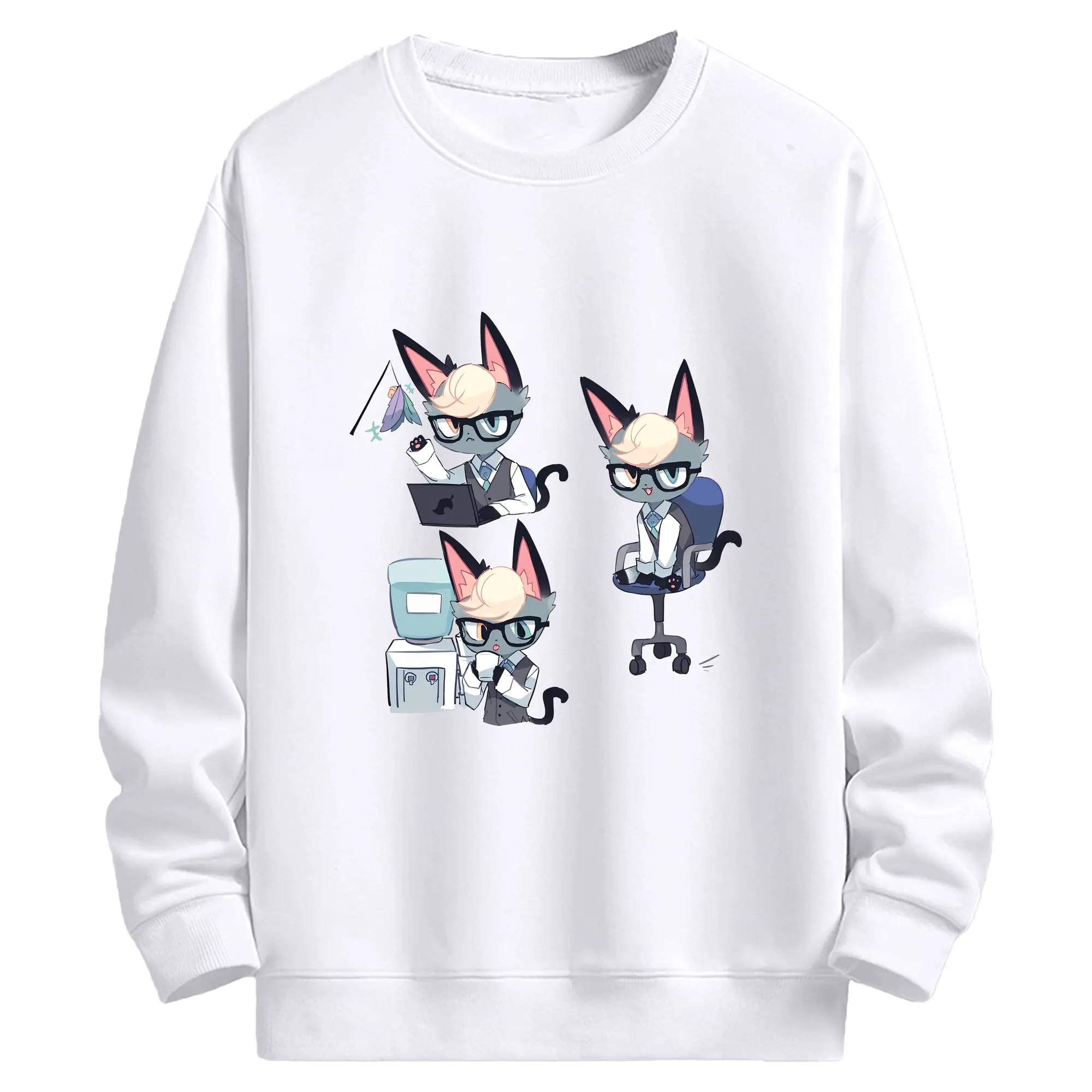 どうぶつの森 レイモンド キャラクター - 高品質 クルーネック スウェット ・ コットン59％ ポリエステル41％ ・ ユニセックス 長袖 トレーナー ・ カジュアル デイリー スポーツ 散歩用