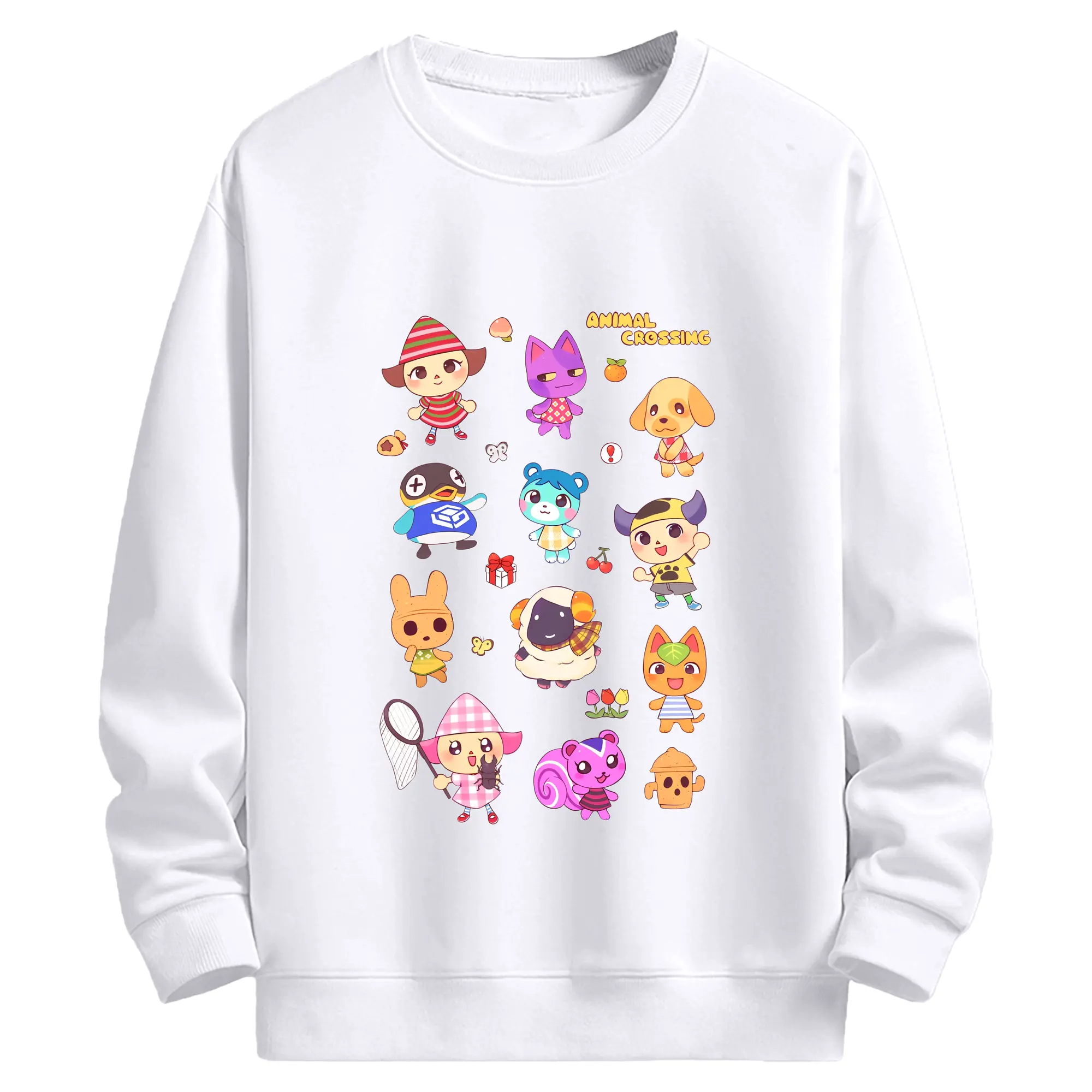 人気ゲーム どうぶつの森 キャラクター - 高品質 クルーネック スウェット ・ コットン59％ ポリエステル41％ ・ ユニセックス 長袖 トレーナー ・ カジュアル デイリー スポーツ 散歩用